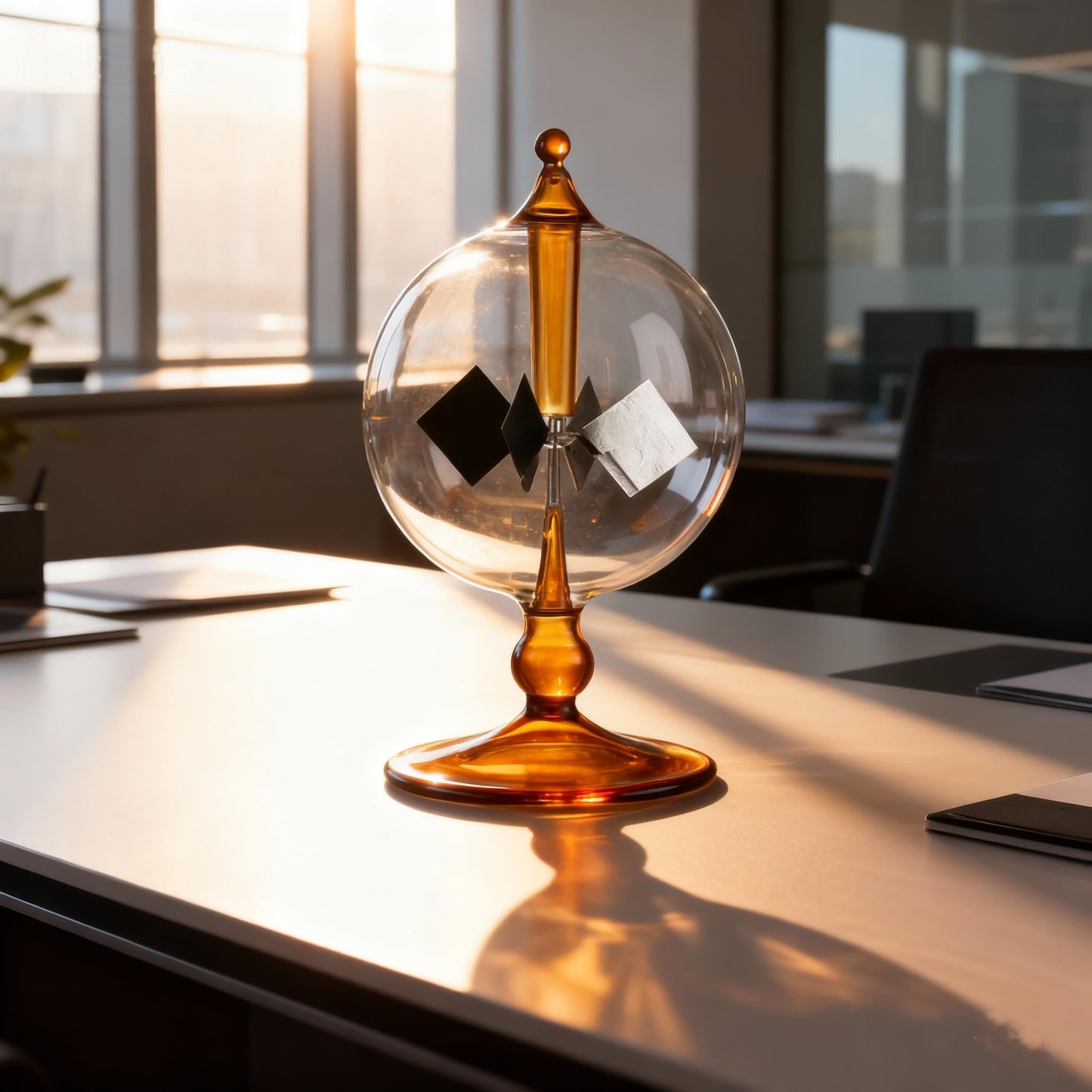 DORAMI Orange Solar Power Crookes Radiometer Solar Energy Spinning Vanes Glass Windmill Gift Home Desk Decoration