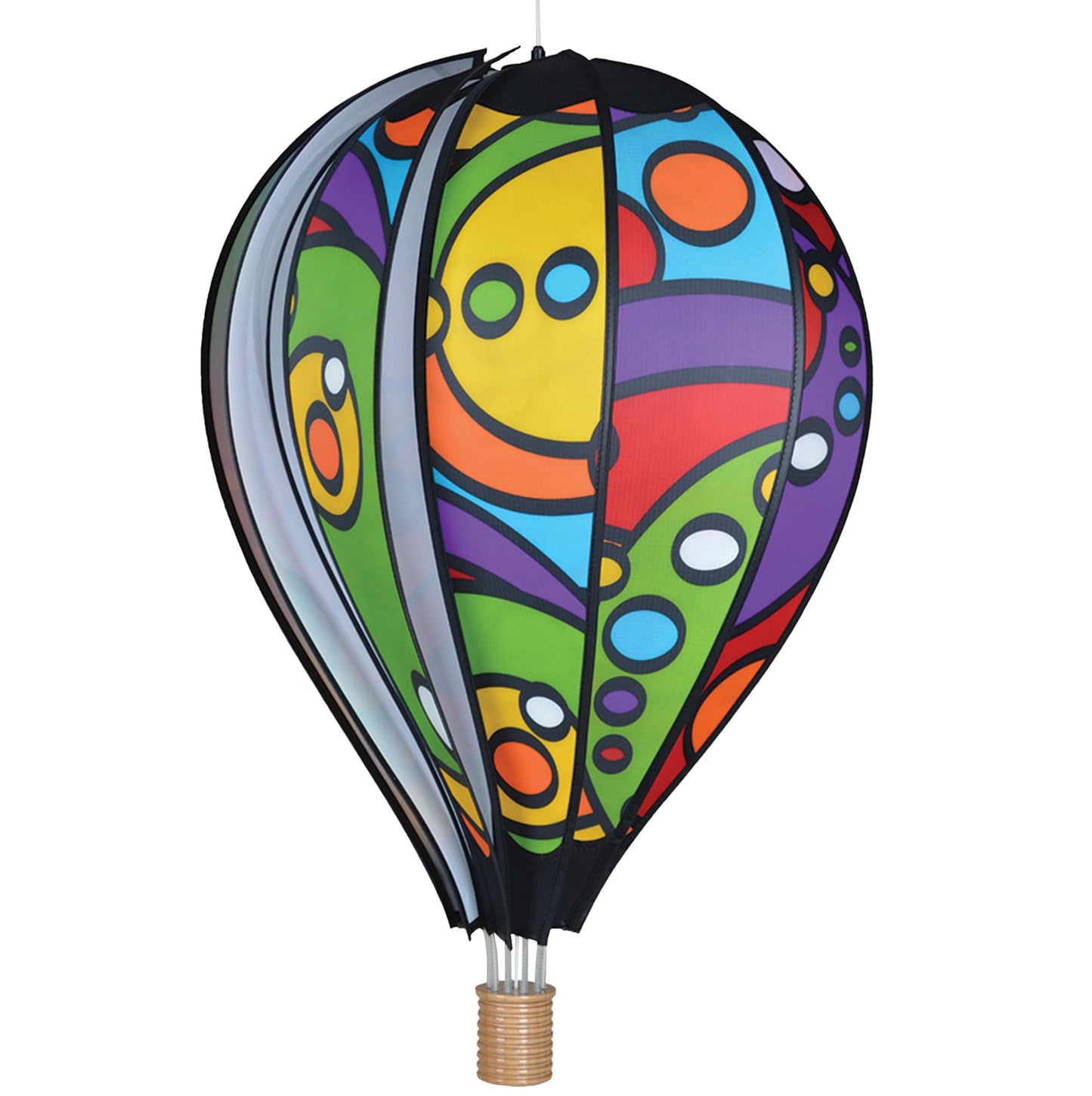 Hot Air Balloon Hanging Garden Spinner 26" - Vibrant Rainbow Orbit Design, Weather-Resistant Outdoor Decor, Durable & Lightweight for Patios, Yards, and Gardens - Eye-Catching Wind Spinner