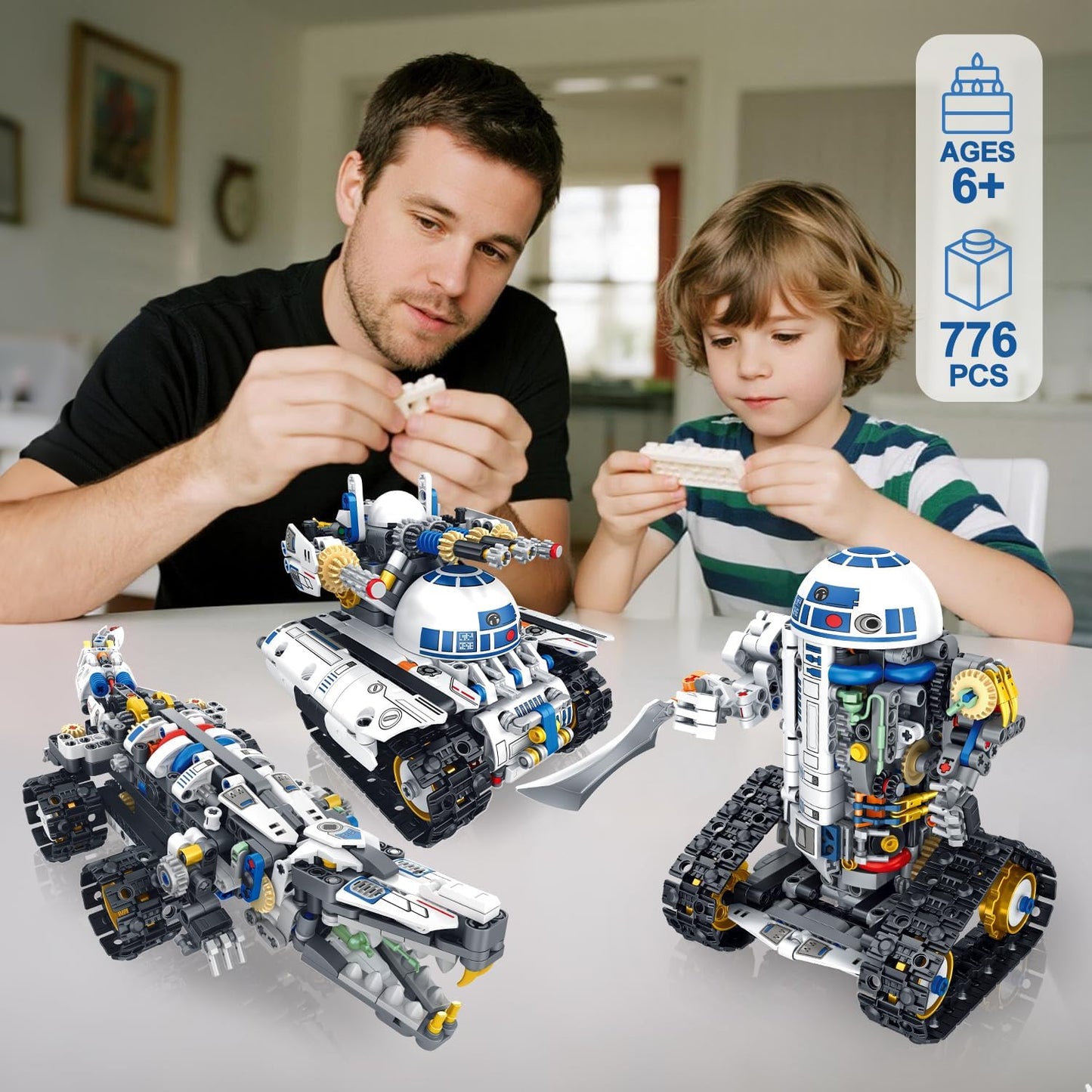3 in 1 STEM Robotics Building Kit, 776 PCS APP/Remote Control Robot Space Wars Toy Building Block Sets, Compatible with Lego Robotics Control & Programming Robot Birthday Gifts for Boys Age 8-14+