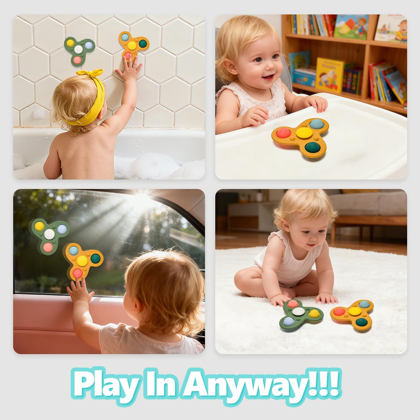 Silicone Suction Cup Spinner Toy for Babies&Toddlers – Food-Grade Safe & Fun Sensory Toy for Teething & Play – Perfect Baby Bath, High Chair & Travel Toy, Ideal Baby Gift for 1-3 (Planet Style)