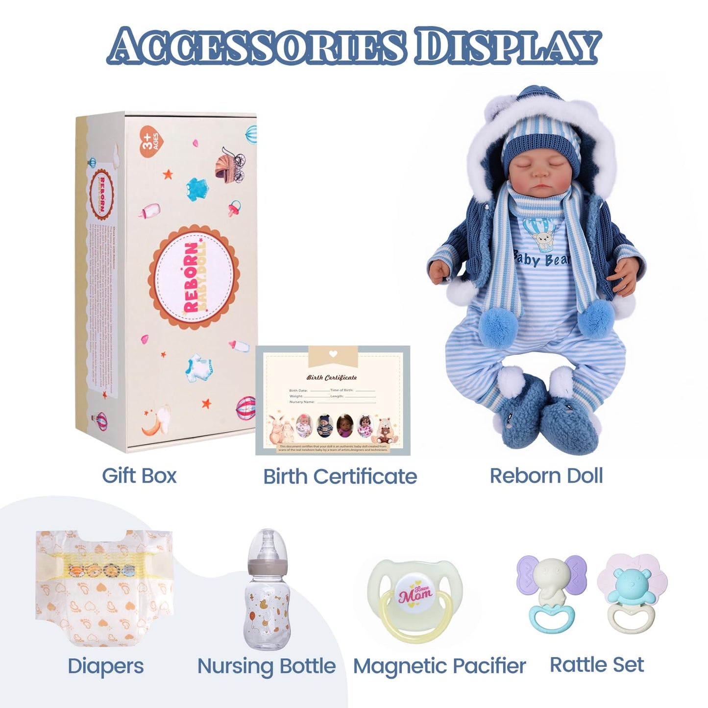BABESIDE Lifelike Reborn Baby Dolls Boy, 20 Inch Realistic Real Life Baby Poseable Newborn Doll Boy Soft Vinyl and Cloth Body Baby Dolls with Clothes and Toy Gift for Kids Age 3+