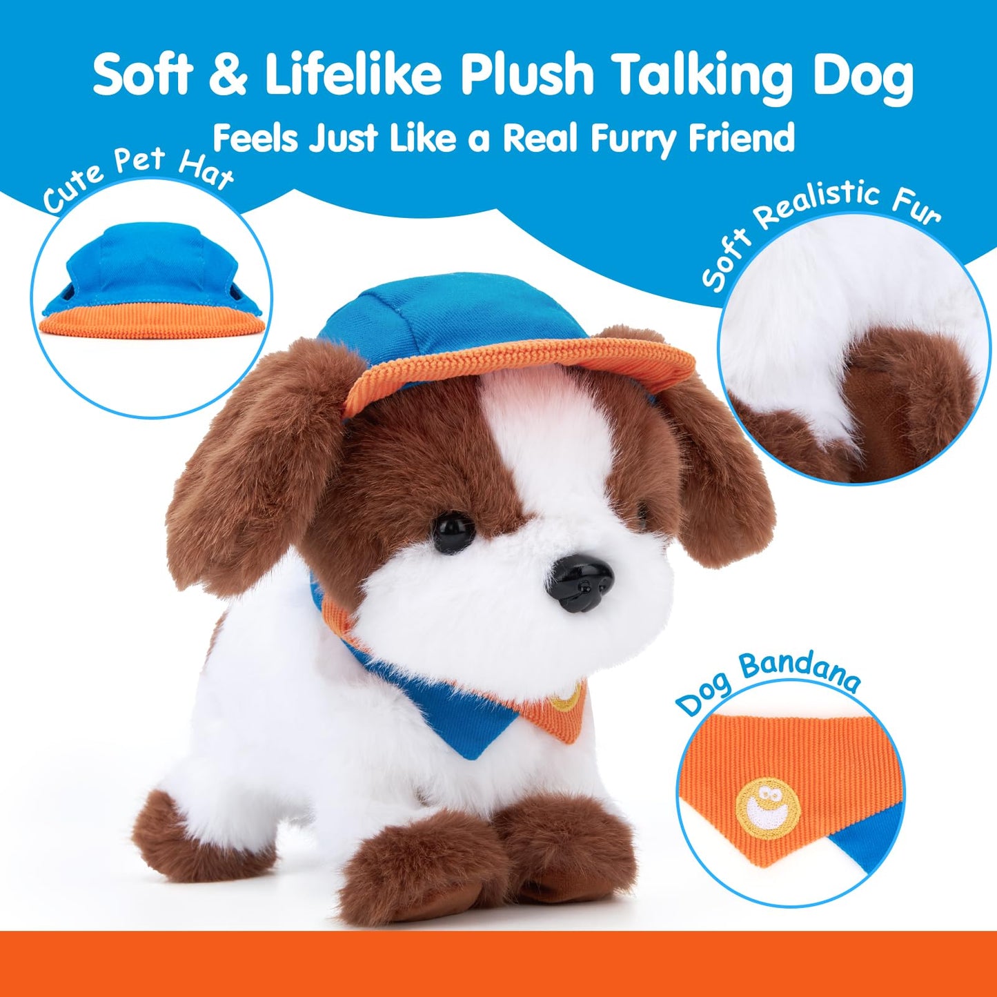 hahaland Robot Dog Realistic Interactive Plush Kids Toy Voice Controlled Talking Acts Like a Real Puppy with 12 Commands, Singing & Dancing, Emotional Support Pet Toy Gift for Boys & Girls Ages 3+