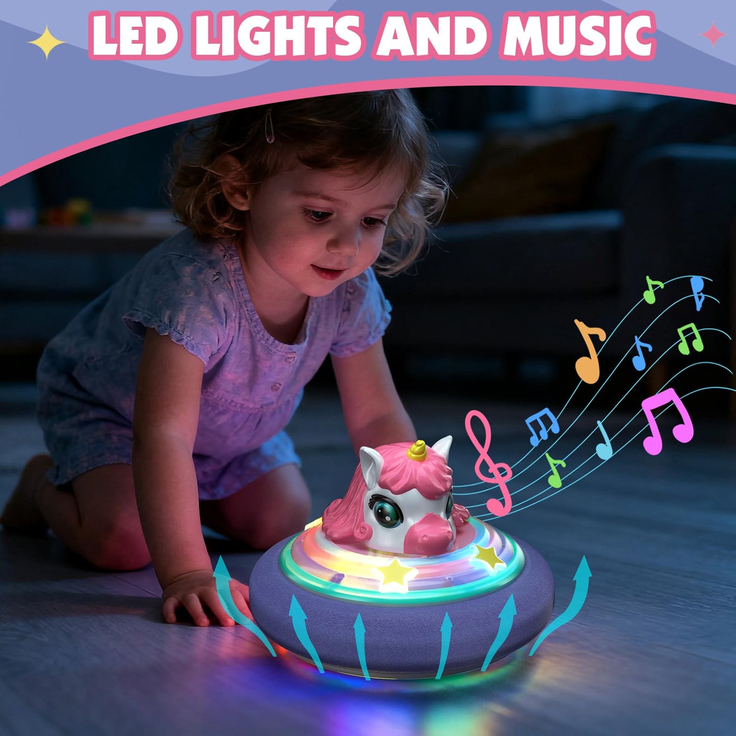 Hover Soccer Ball for Kids, Unicorn Toys for Girls with Light & Music, Indoor Games Birthday for Girls Age 4 5 6 7 8 9 10 11 12 Year Old, Kids Football Sport Toys