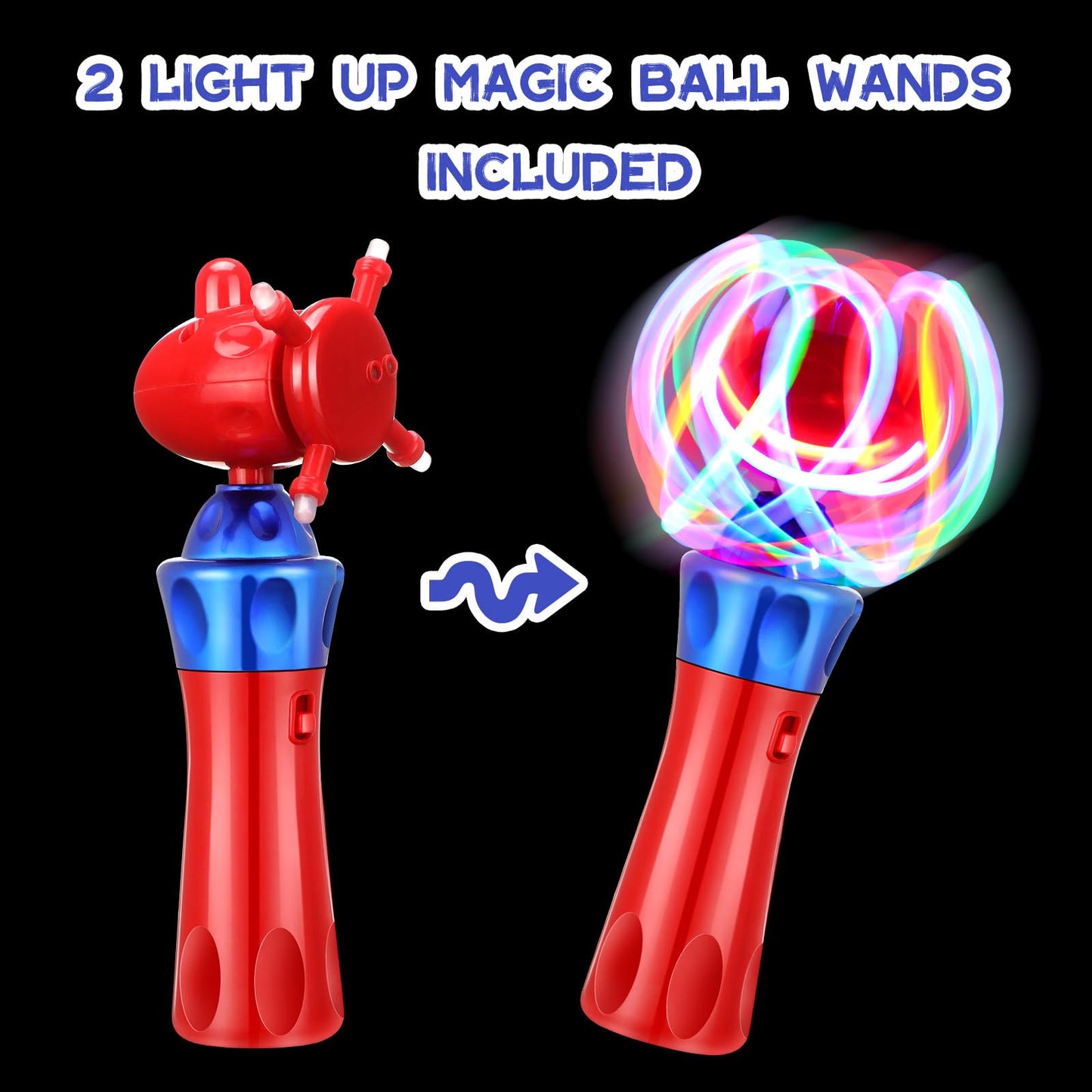Hungdao 2 Pieces Light Wands Spinner Wand Sensory Light Spinner Magic Ball Glow LED Orbiter Wand