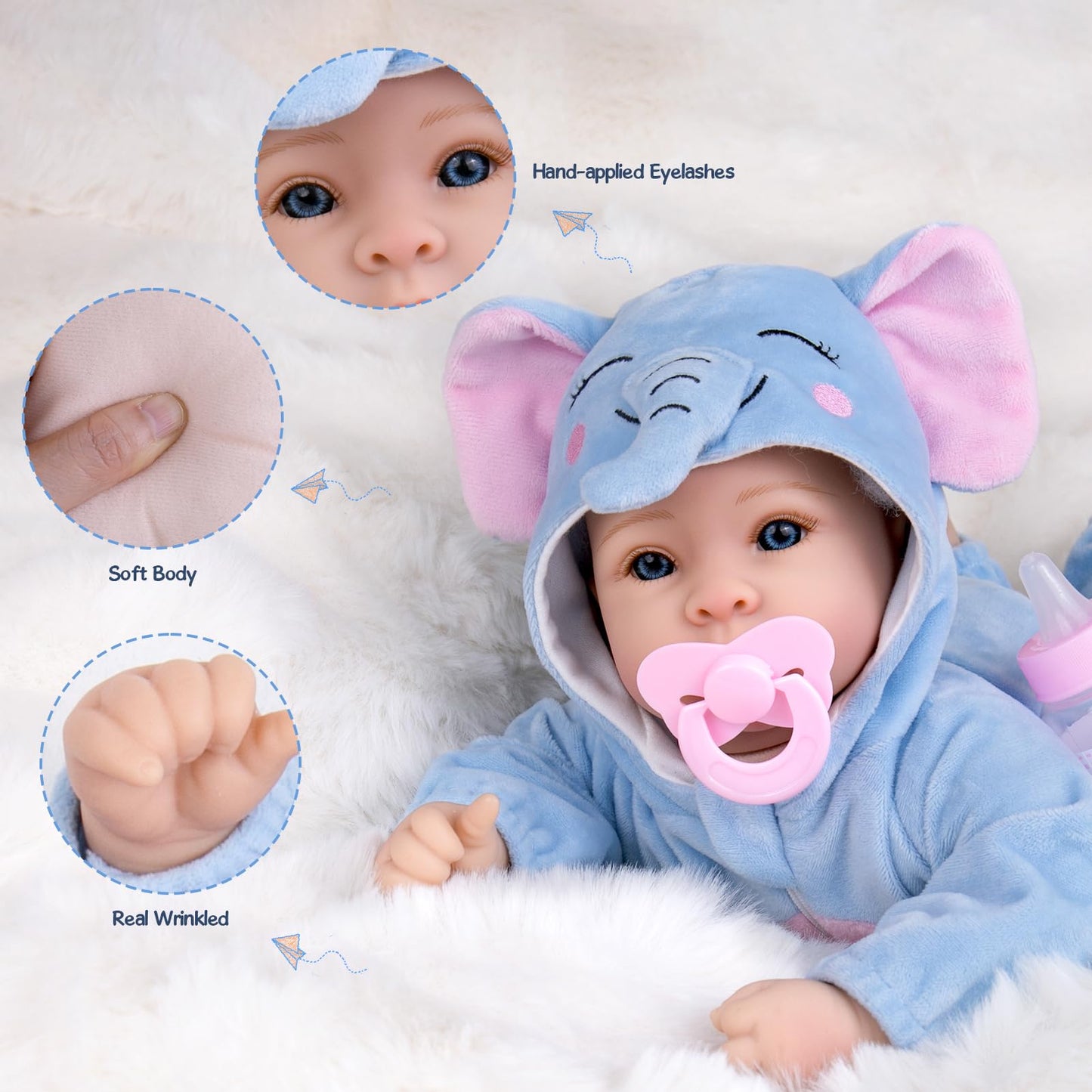 Aori Baby Doll Boy 17 inches, Real Life Baby Boy Dolls with Feeding Kit Included, Life Like Newborn Boy Baby Doll that Look Real, Ideal Gift for Kids, Birthday, Pretend Play