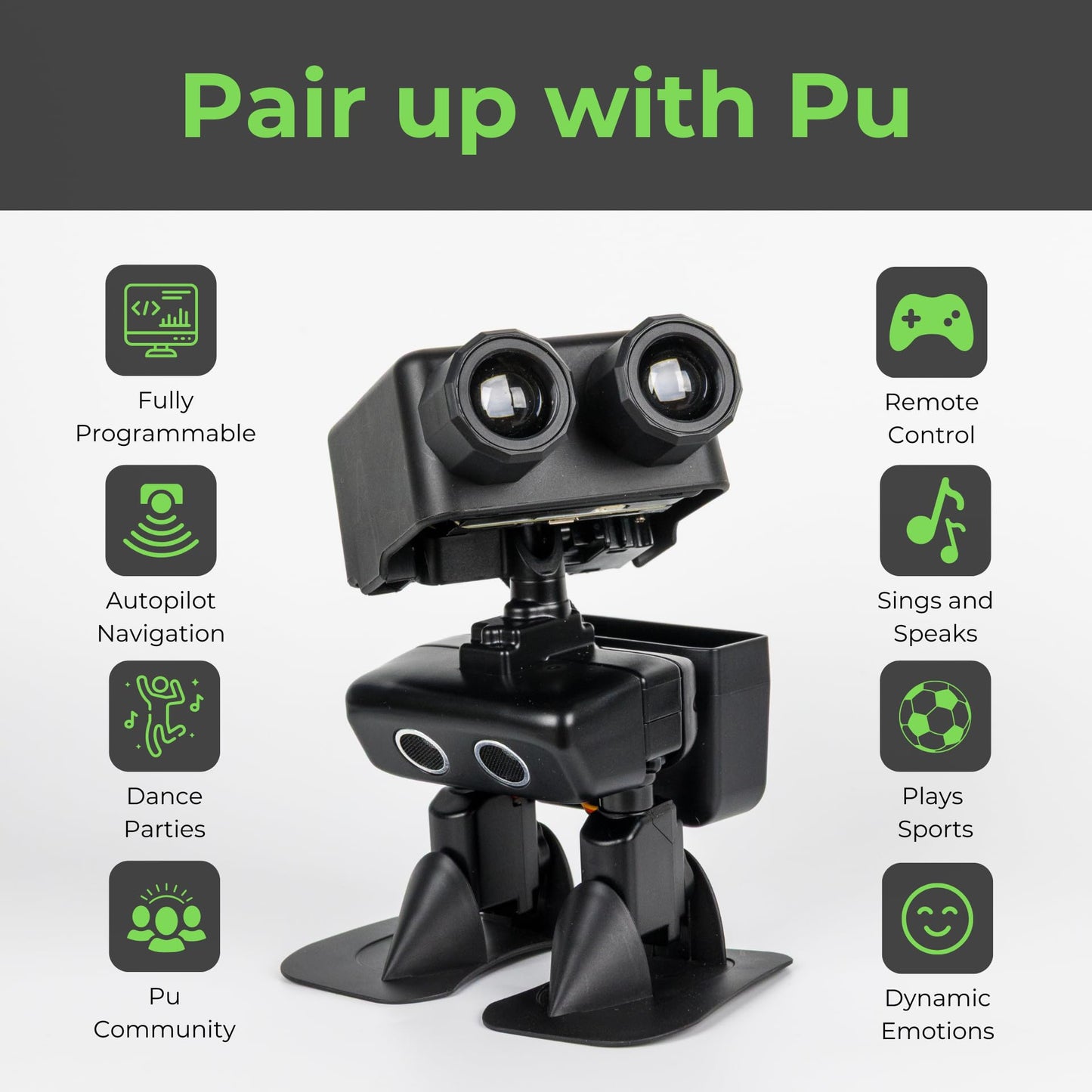 RobotGyms Robot PU – Adorable Micro:bit Humanoid | STEM Toy | Programmable, Interactive & Upgradable | Walks, Dances, Talks & Sings | Self-Balancing | Remote & Autopilot | 30+ Free Online Classes