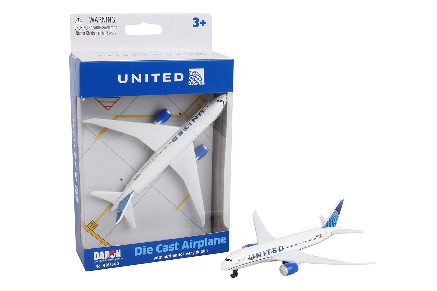 Daron Toy Airplane – United Airlines – Die-Cast Metal Model Airplane Toy with Plastic Parts for Kids Ages 3+
