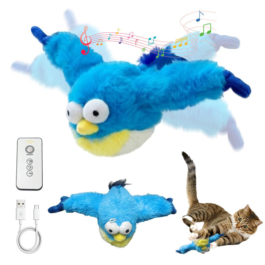 JoyCub Chirping Flapping Bird Cat Toy for Indoor Cats (Not Flying), Interactive Rechargeable Motion Sensor Toys, Lifelike Simulated Sparrow Kitten Exercise Toys for Bored Cats Entertainment