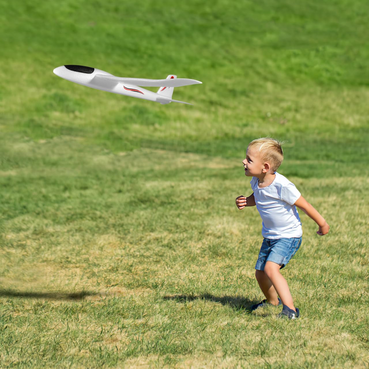 TOYANDONA 1PC Foam Glider Airplane, 39 inch Large Throwing Glider Planes Lightweight Outdoor Flying Glider Airplane Toys for Girls Boys Party Favor or Gift