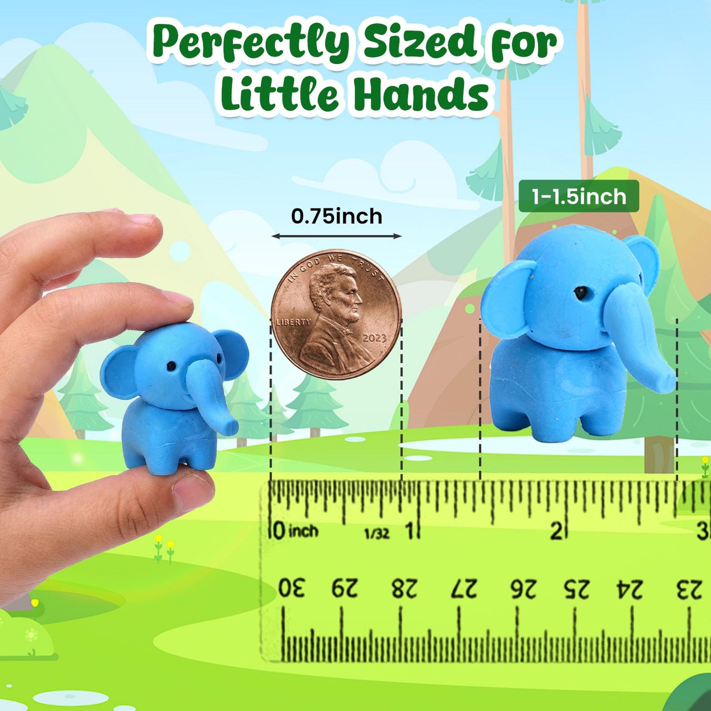 3 otters 50 Pack Animal Erasers, Desk Pets Classroom Prizes Treasure Box Toys Game Reward for School, Mini Fun Cute Erasers for Gag Gift Goodie Bag Stuffers Party Favors