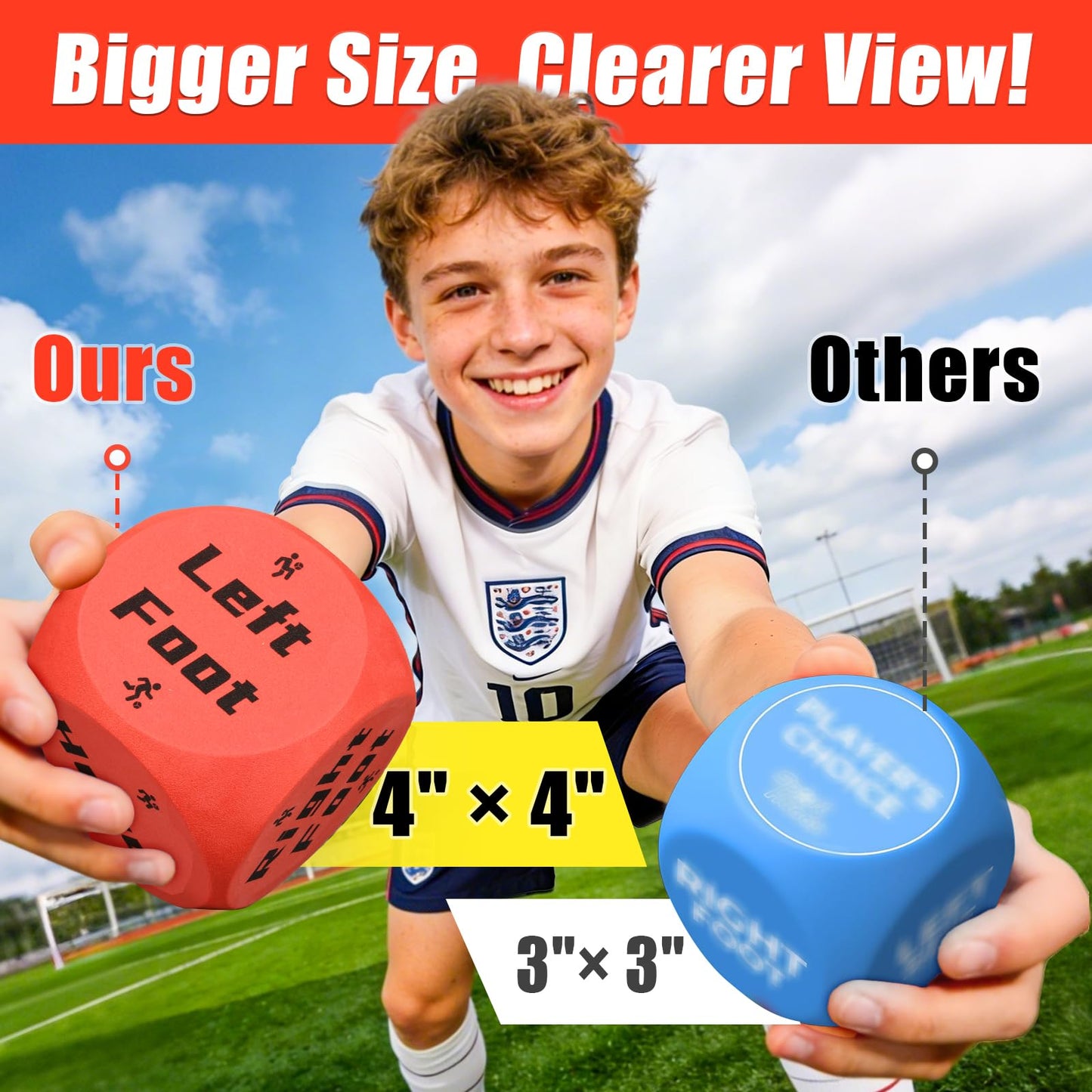 Big Size Soccer Training Dice Set, 2Pcs Soccer Gifts Shooting & Juggling Soccer with Mesh Bag Training Equipment for Games, Boost Soccer Skills with Fun Practice for 8-12 Boys & Girls