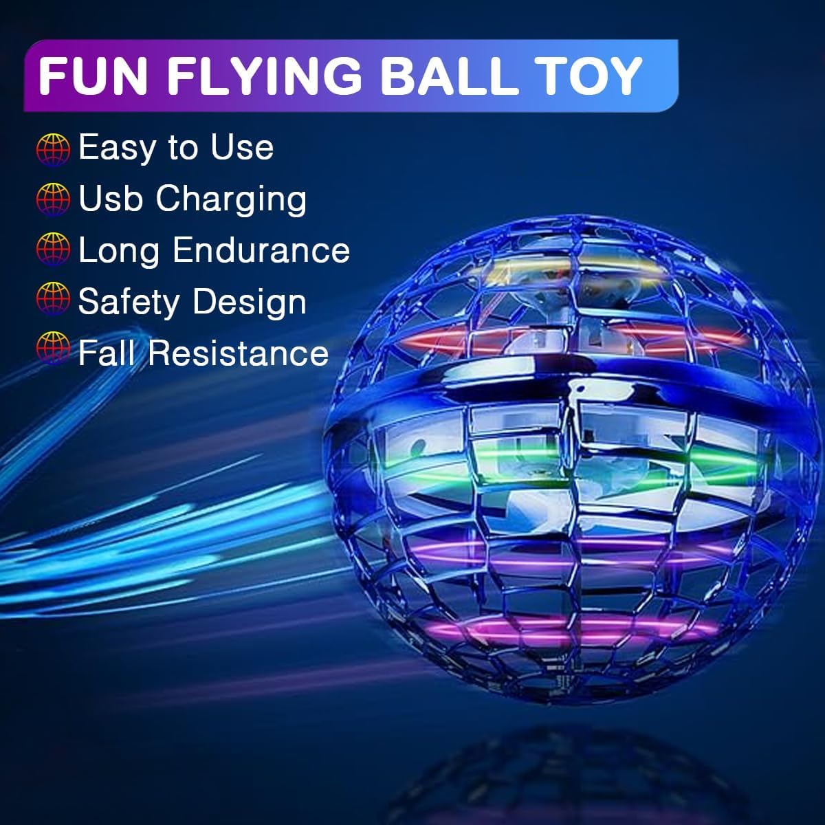 Taikcsut 2 Pack-2025 Upgraded Flying Orb Ball Toy, Hover Boomerang Ball Spinner Mini Drone - Magic Floating Galactic Fly Spinning Orb, for Boys Girls and 6-12 Age Kids