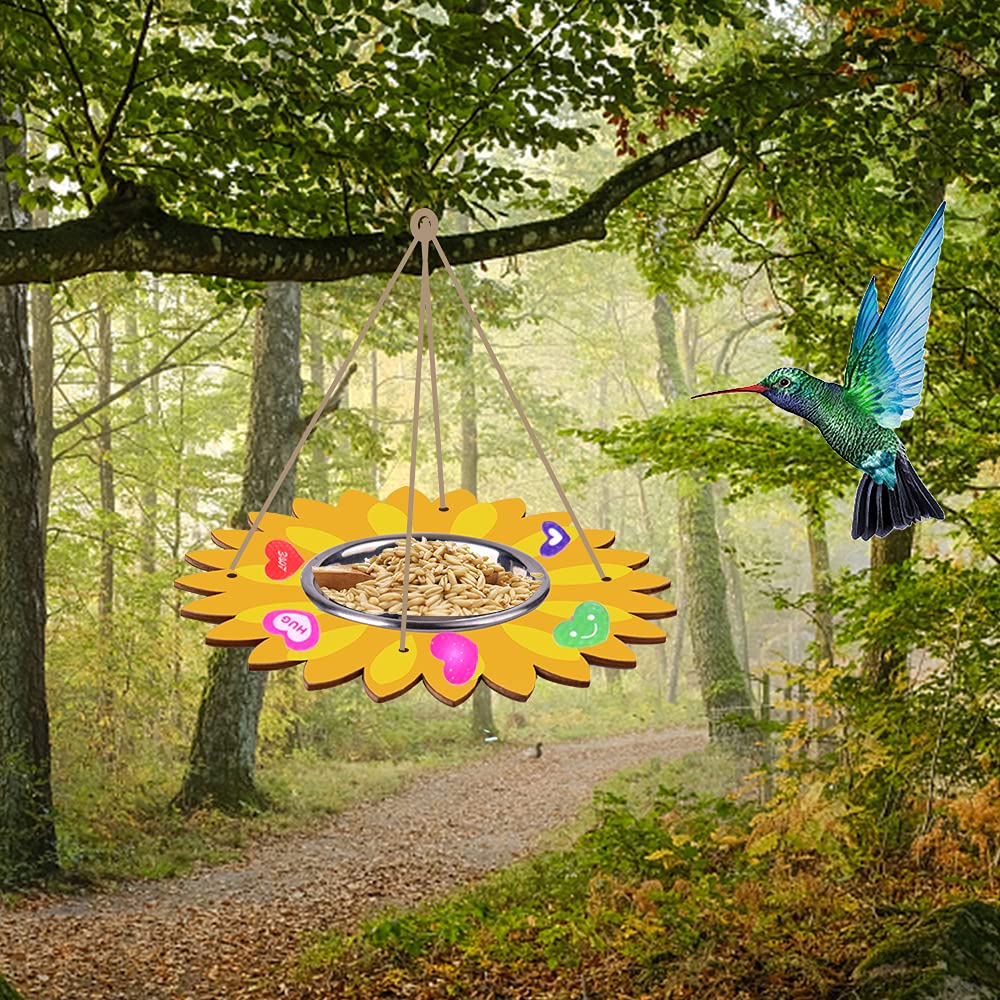Kids Arts and Crafts Bird Feeders for Outside, 3 Pack DIY Wooden Paint Kits Outdoor Educational Fun Kids Crafts Hanging Sunflower Donut Avocado Bird Feeder DIY Gift for Girls Boys Age 3-5 4-8 8-12