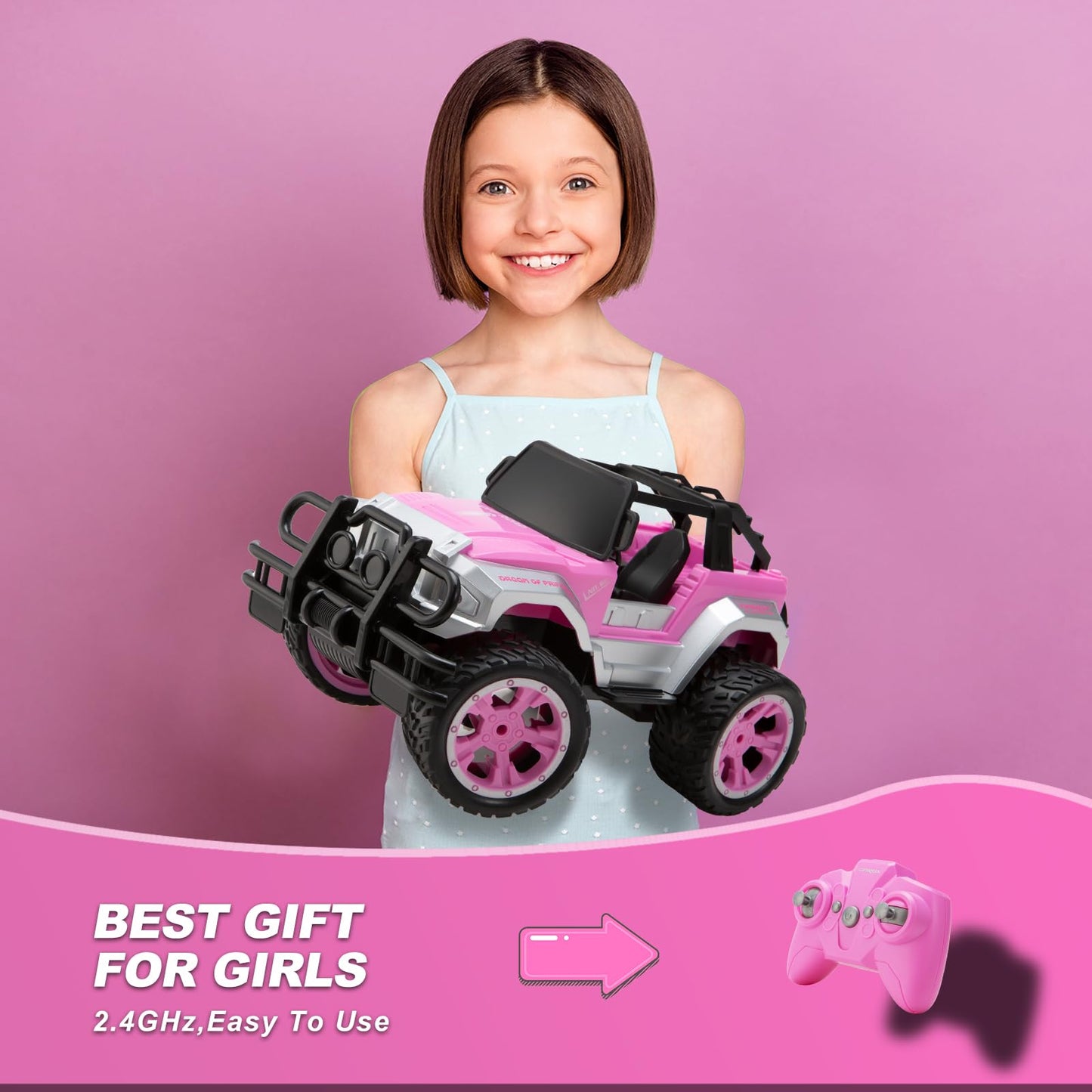 Remote Control Car for Girls, Pink RC Car with Doll and Sticker for Ages 6-10 Years Old Girls, 80 mins with Rechargeable Battery, 1:16 Scale 2.4Ghz,OX11S Perfect Christmas Birthday Gifts for Grils