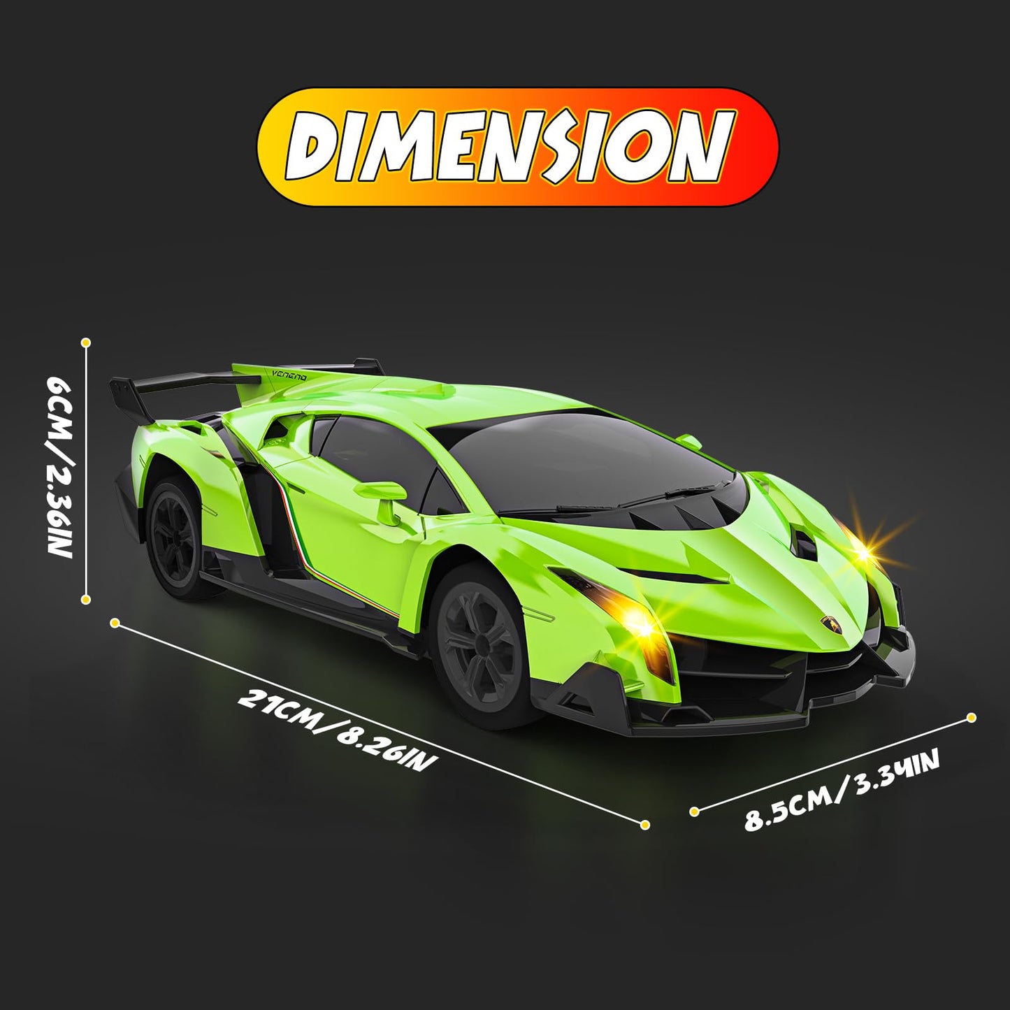 Innofans Lamborghini Remote Control Car, Officially Licensed 1:24 Scale 2.4GHz RC Drift Car Toys with Headlight PCS, Lambo Hobby Rc Cars for Boy Girl 4-12 Years Old, Birthday Gift (Green)