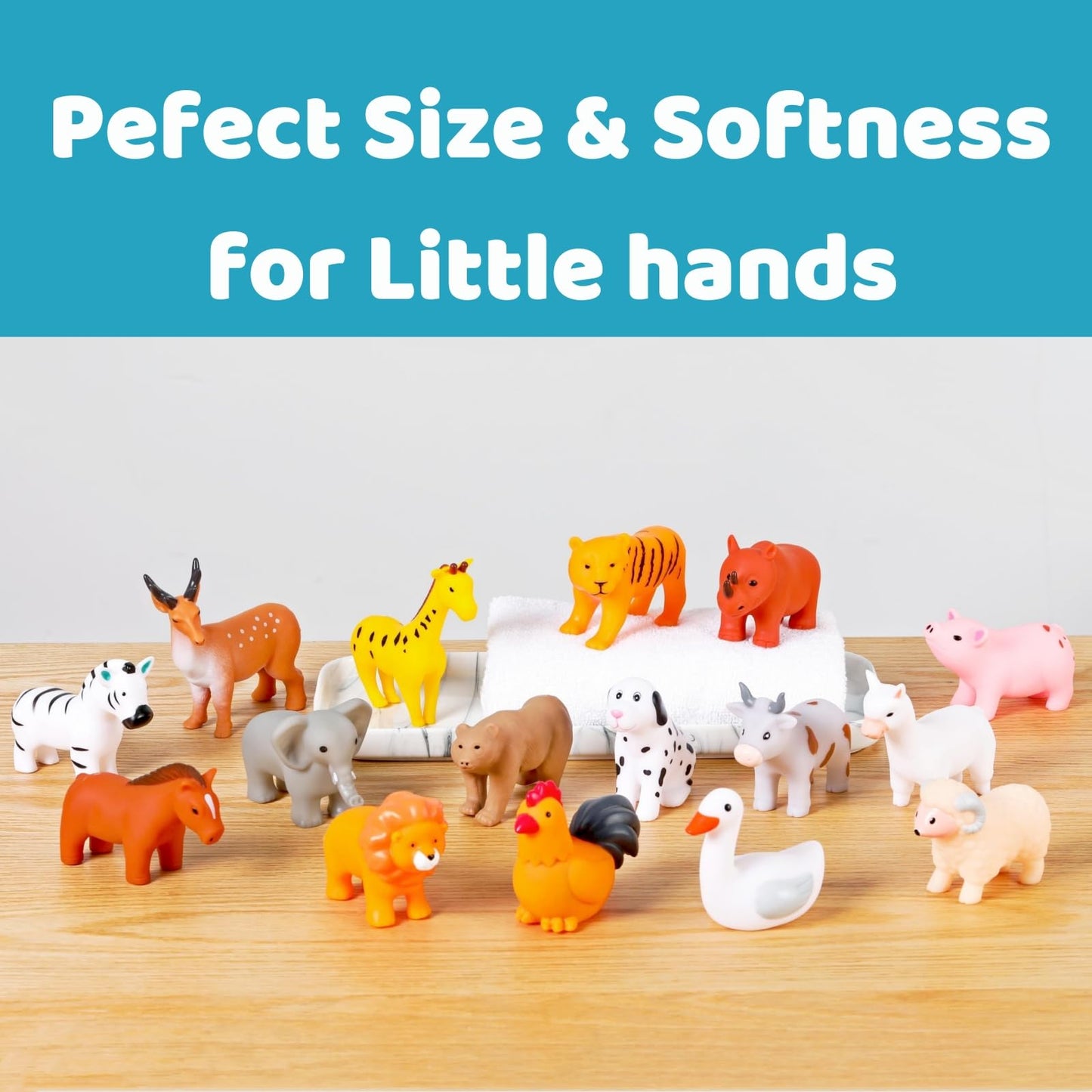 WQTHE Baby Bath Toys, for Infants 6-12& Toddlers 1-3, No Hole Bathtub Toys (Animals Combo Ⅲ, 16 Pcs)
