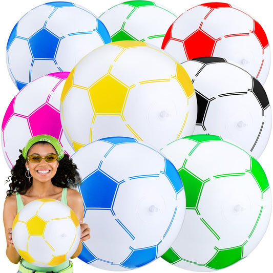 Hungdao 12 Pieces Inflatable Soccer Ball 16 Inch Large Beach Toys Bulk Multicolored Blow up Soccer Balls Beach Water Games for Summer Swimming Pool Sports Birthday Party Favor