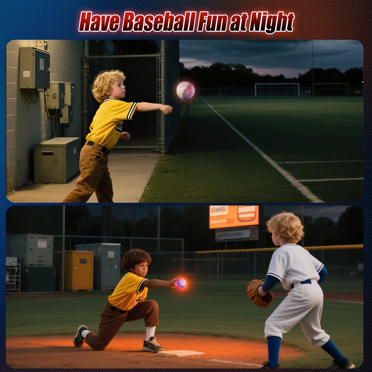 ZACEAC LED Rechargeable Baseball with 9 Lighting Modes Glow in The Dark Baseballs, Baseball Gifts for Boys 6 7 8 9 10 11 12 Years Old Sport Games for Kids Indoor Outdoor Toys for Kids