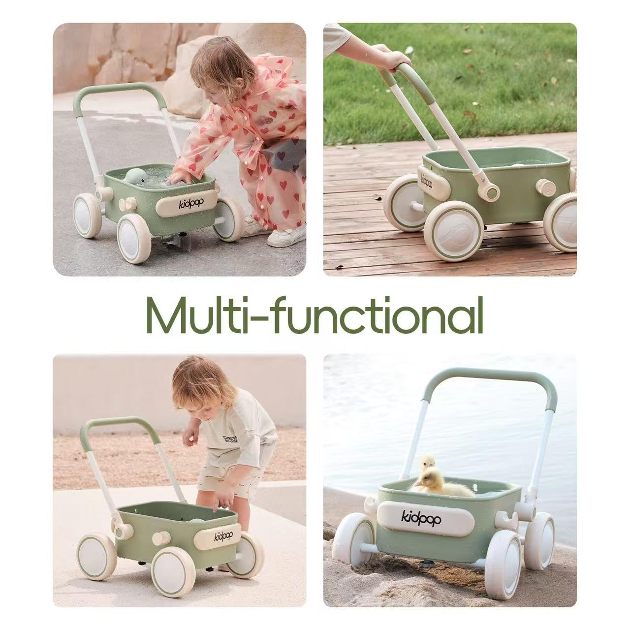 PULA Baby Push Walker with Wheels Toddler Wagon for First Learner Baby Toys 6-12 Months, 1 Year Old Birthday Gifts, Indoors and Outdoors (Red)