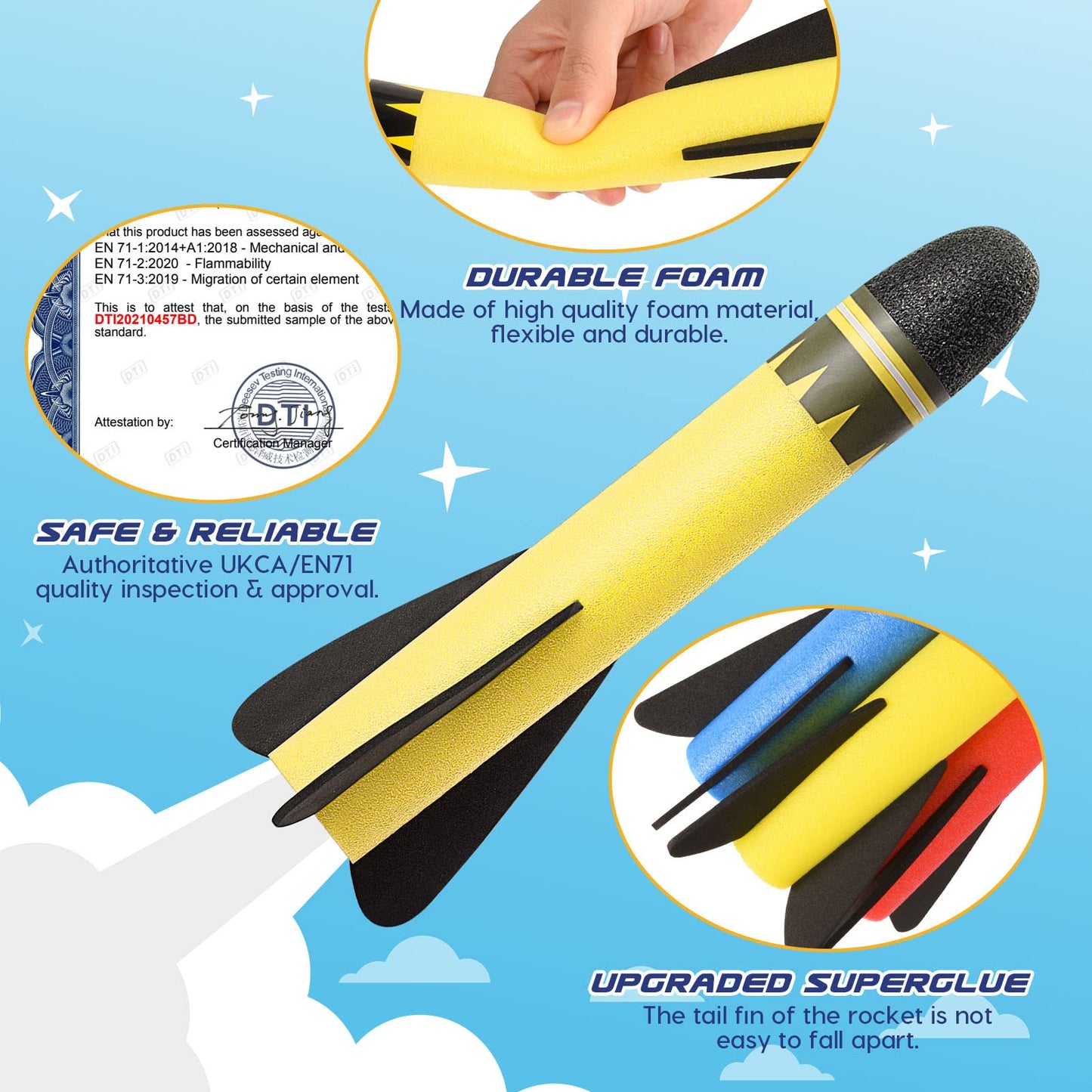 Delighkidz Foam Flying Toys Refills 8 Pack Replacement Foam Flying Compatible with Popular Toys Flying Launchers for Kids Outdoor Toy Easter Birthday Gifts for Kids Boys