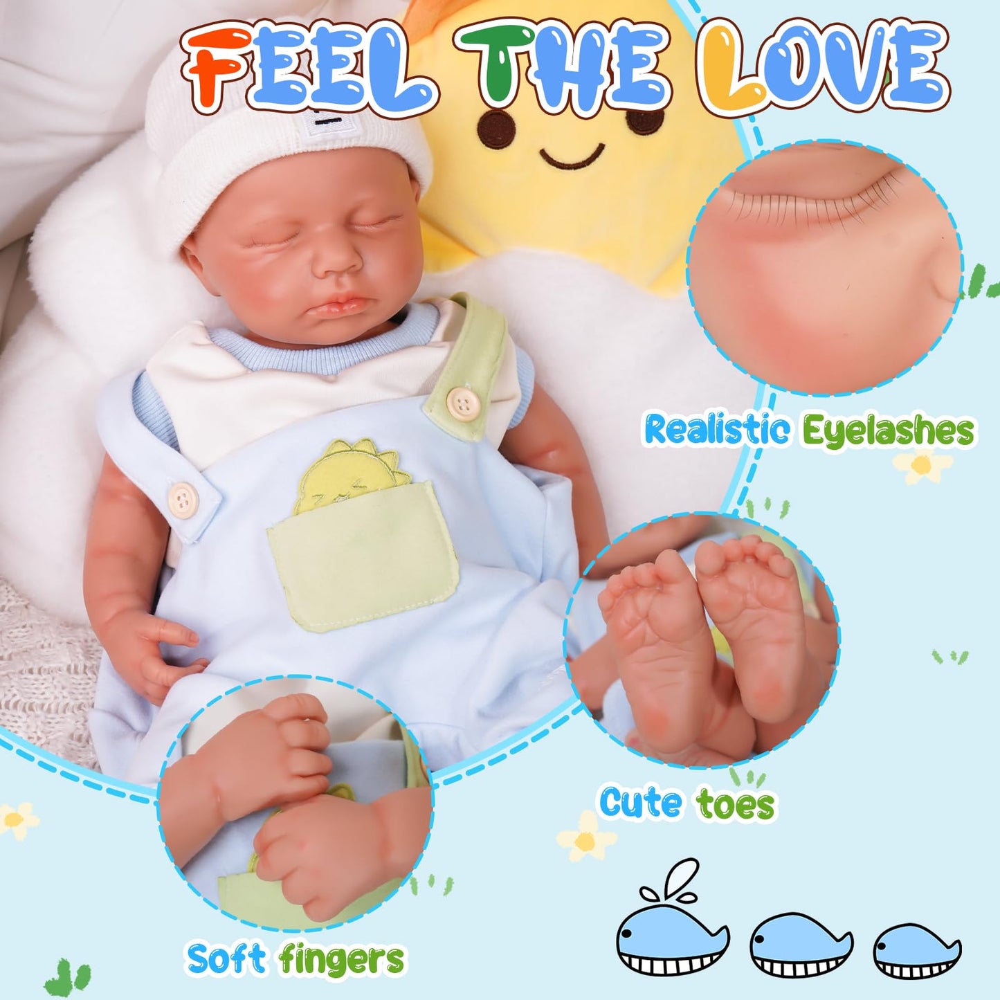 19 inch Full Body Silicone Baby Dolls Realistic, Baby Reborn, Washable Soft Full Body Newborn Baby Dolls, Suitable for Companionship, for Character Collection Silicone Baby Doll (JMU-Skin)