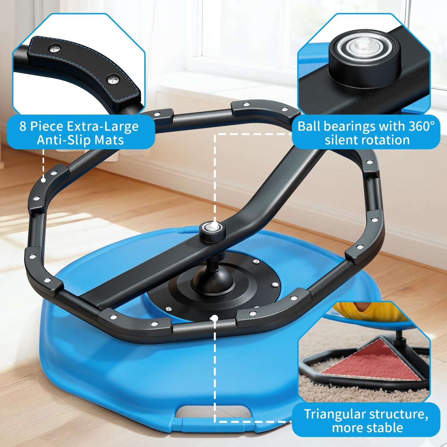 Pandapop Spinning Chair for Autistic Kids, Upgrade Handle Sensory Chair, Autism Sensory Products, 360°Silent Anti-Slip ADHD Chair, Sensory Toys for Autistic Kids Ages 3-5