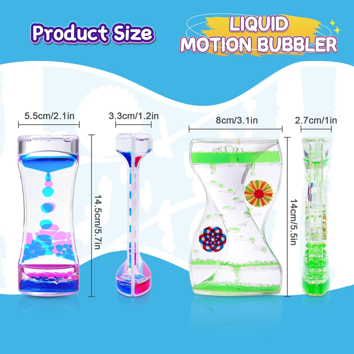 Beffkkip 3Pack Liquid Motion Bubbler Timer for Caliming Sensory Toys, Autism Toys,Fidget Toy, Children Activity, Novelty Gifts,Holiday Stocking Stuffers, ADHD Office Home Desk Decorations