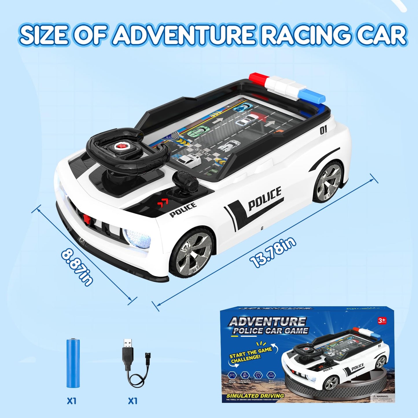 Mytothfy Musical Steering Wheel Racing Car Toy, Racing Adventure Car Steering Wheel for Toddler Kids, Toddler Simulated Driving Game Cars with Sound and Light, Xmas Birthday Gifts for Kids Ages 3+