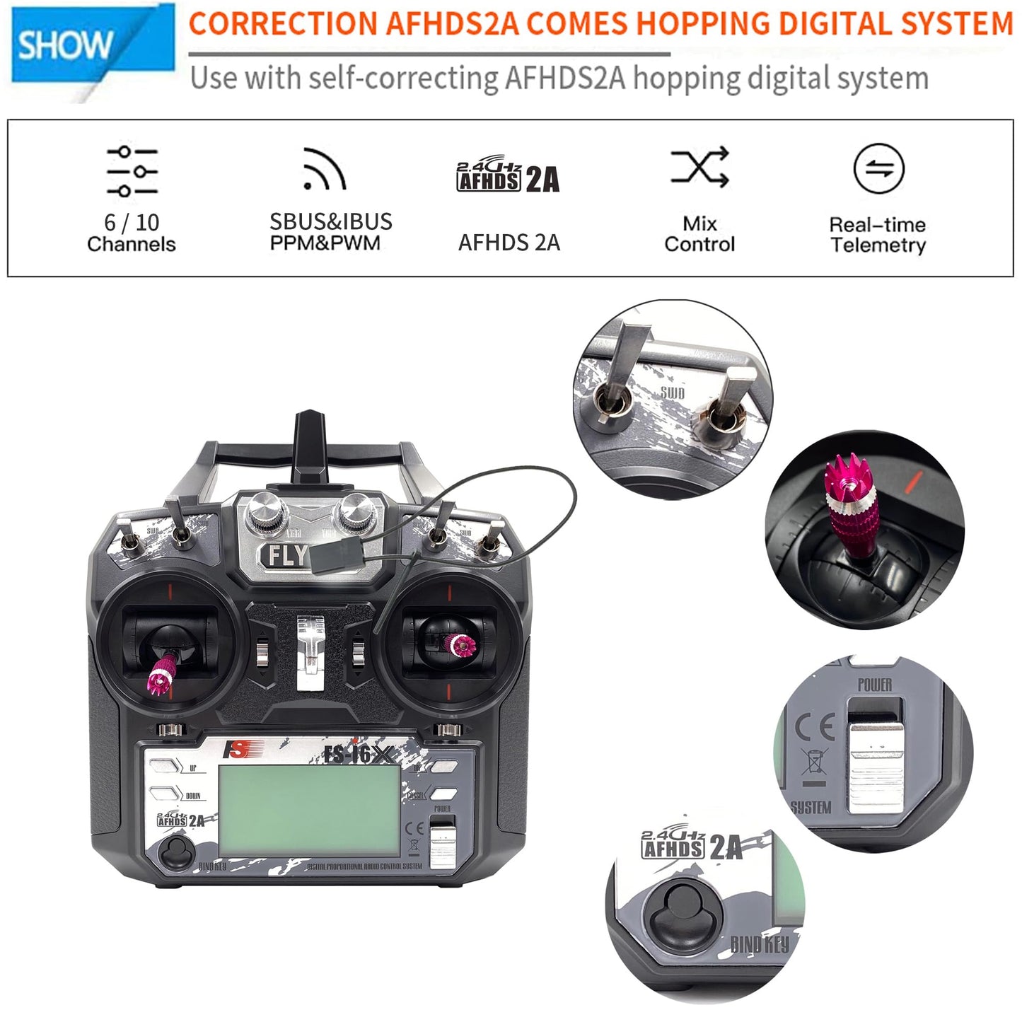 DTXMX FS-i6X 10CH Radio Transmitter and Receiver FS-iA10B 2.4G RC Controller for Airplane Helicopter FPV Drone RC Quadcopter Fly in The vast Sky (Mode-2)