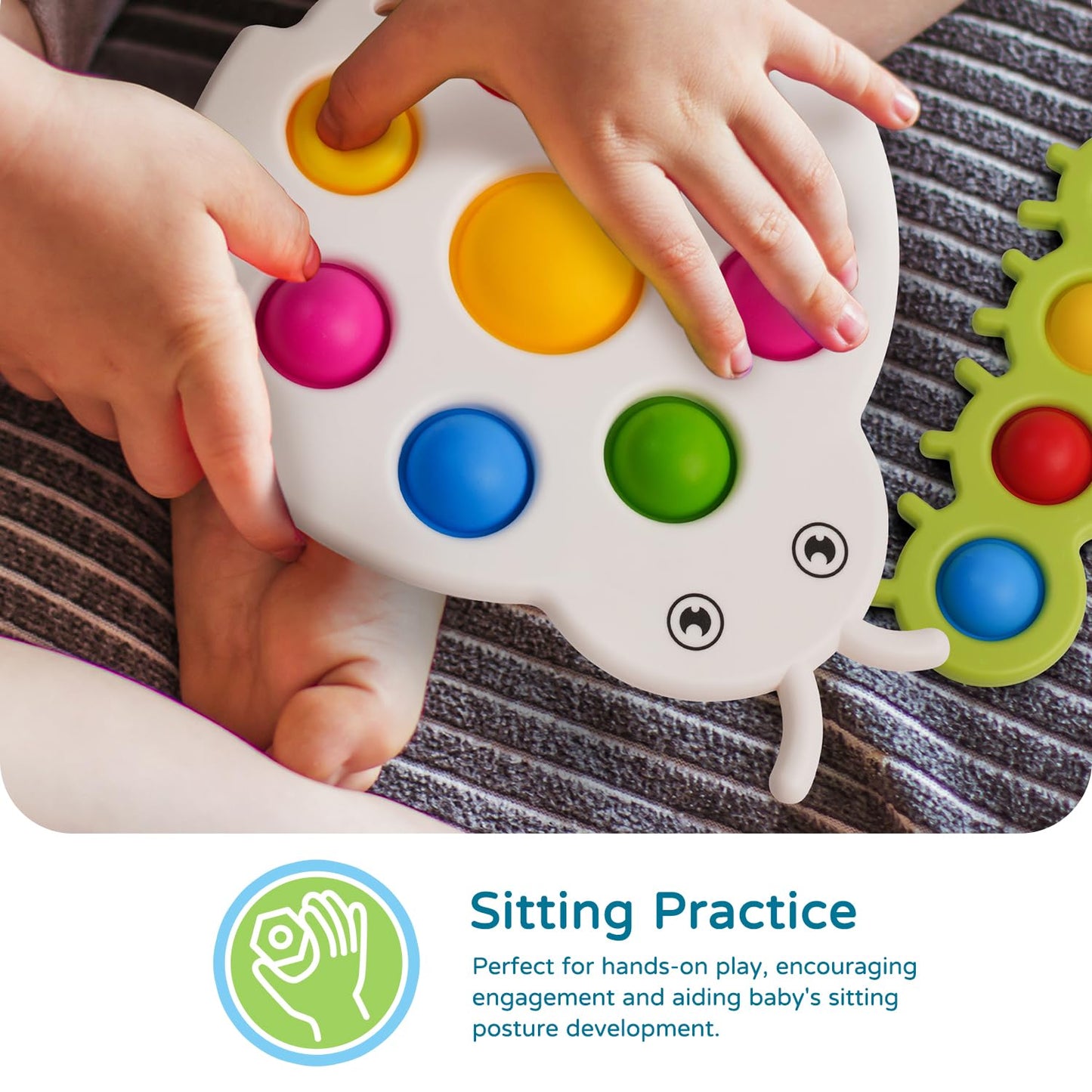 LiKee Fidget Popper Sensory Baby Toys for 10+ Months, Christmas Stocking Stuffers Push and Popping Busy Board, Montessori Toys for 1+ Years Old, Airplane Car Travel Toy for Toddlers 1-3 Stress Relief