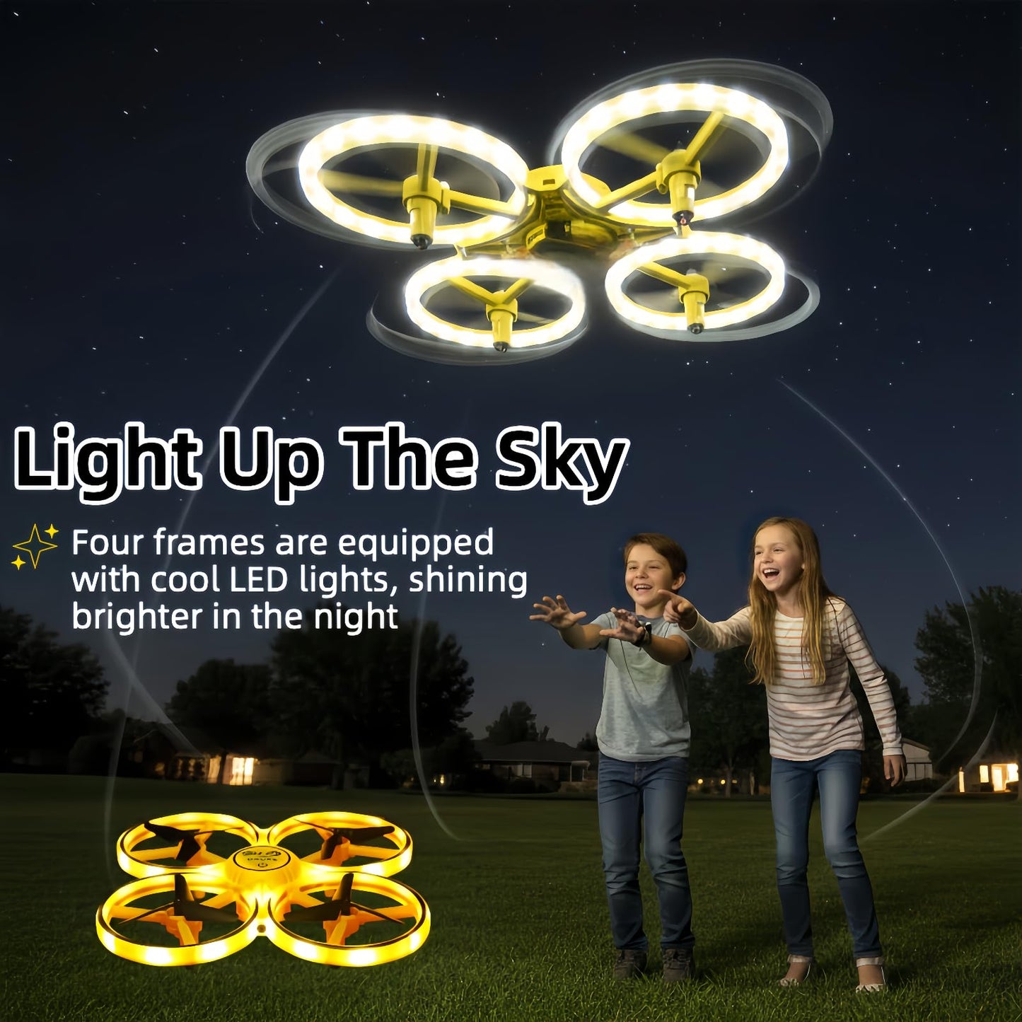2025 Upgraded Hand Controlled Drone for kids,Somatosensory aircraft with Smart Watch Controlled, Gesture sensing aircraft Cool LED Remote Control Drone 360° Flips,quadcopter,Toys Gifts for Boys and Girls