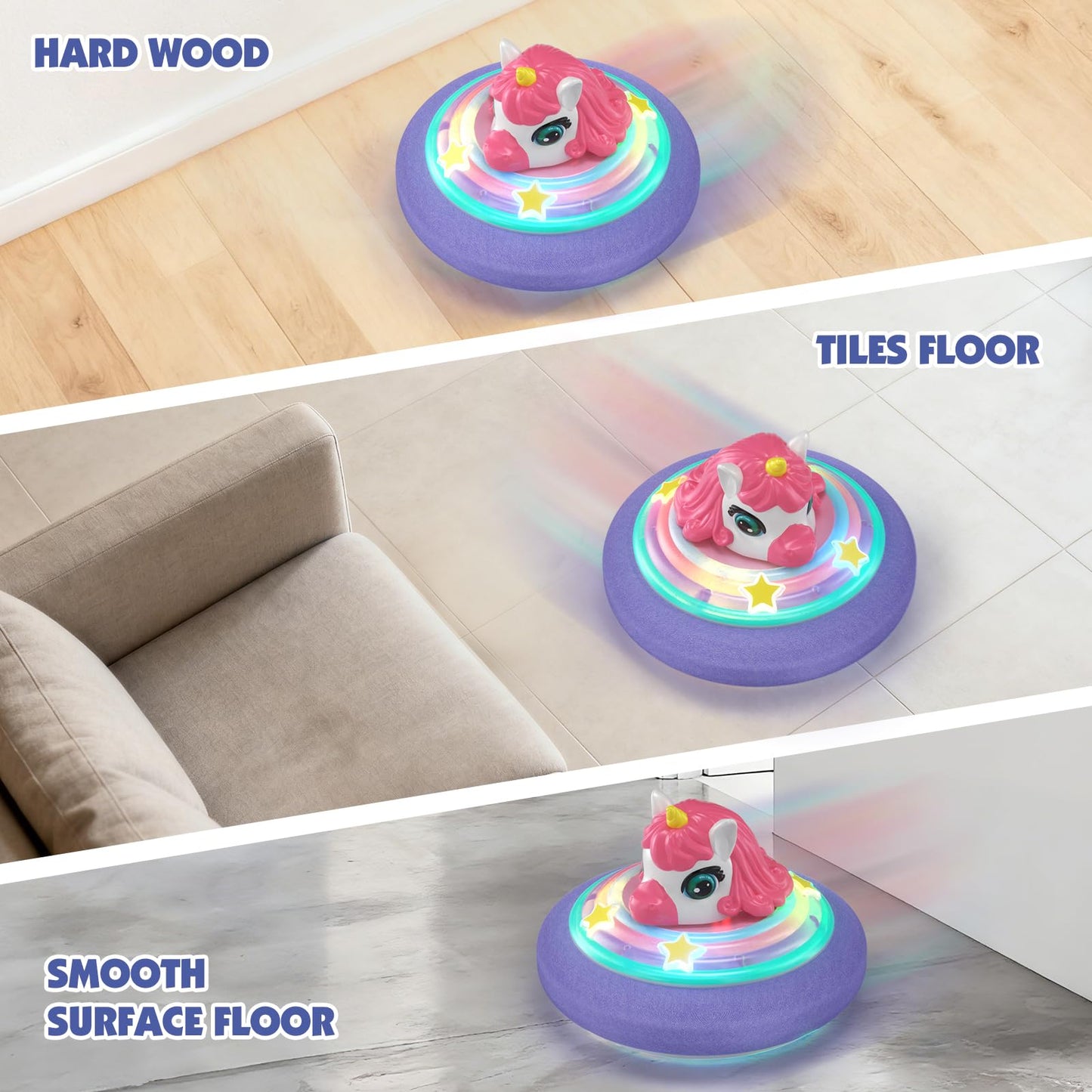 Hover Soccer Ball for Kids, Unicorn Toys for Girls with Light & Music, Indoor Games Birthday for Girls Age 4 5 6 7 8 9 10 11 12 Year Old, Kids Football Sport Toys