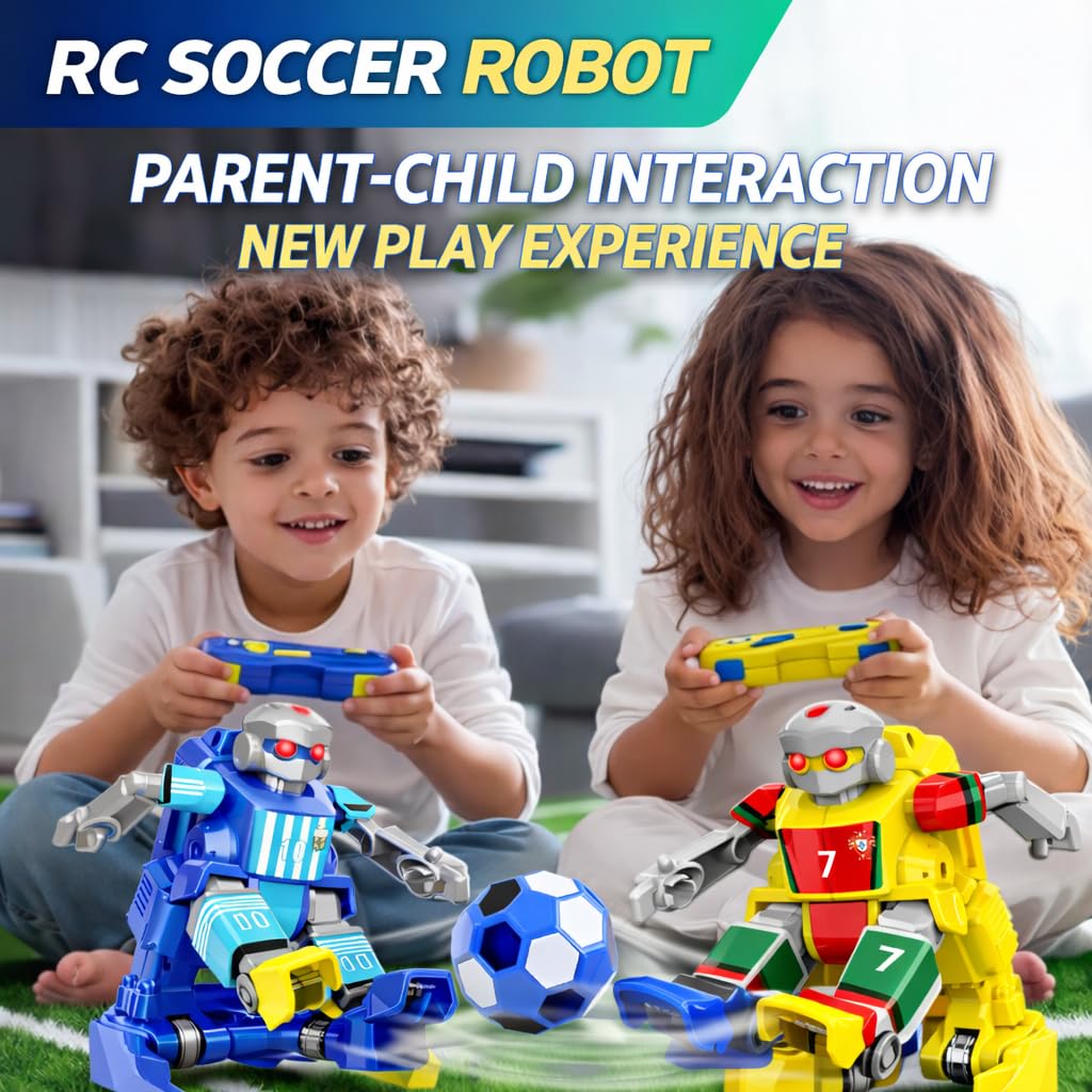 ANTSIR Remote Control Soccer Robot Toy, 2.4G Rechargeable RC Football Player with Lob Shot and Long Shot, 2-Player Battle Interaction Games, Sports Birthday Gift for Boys Girls Age 8-16