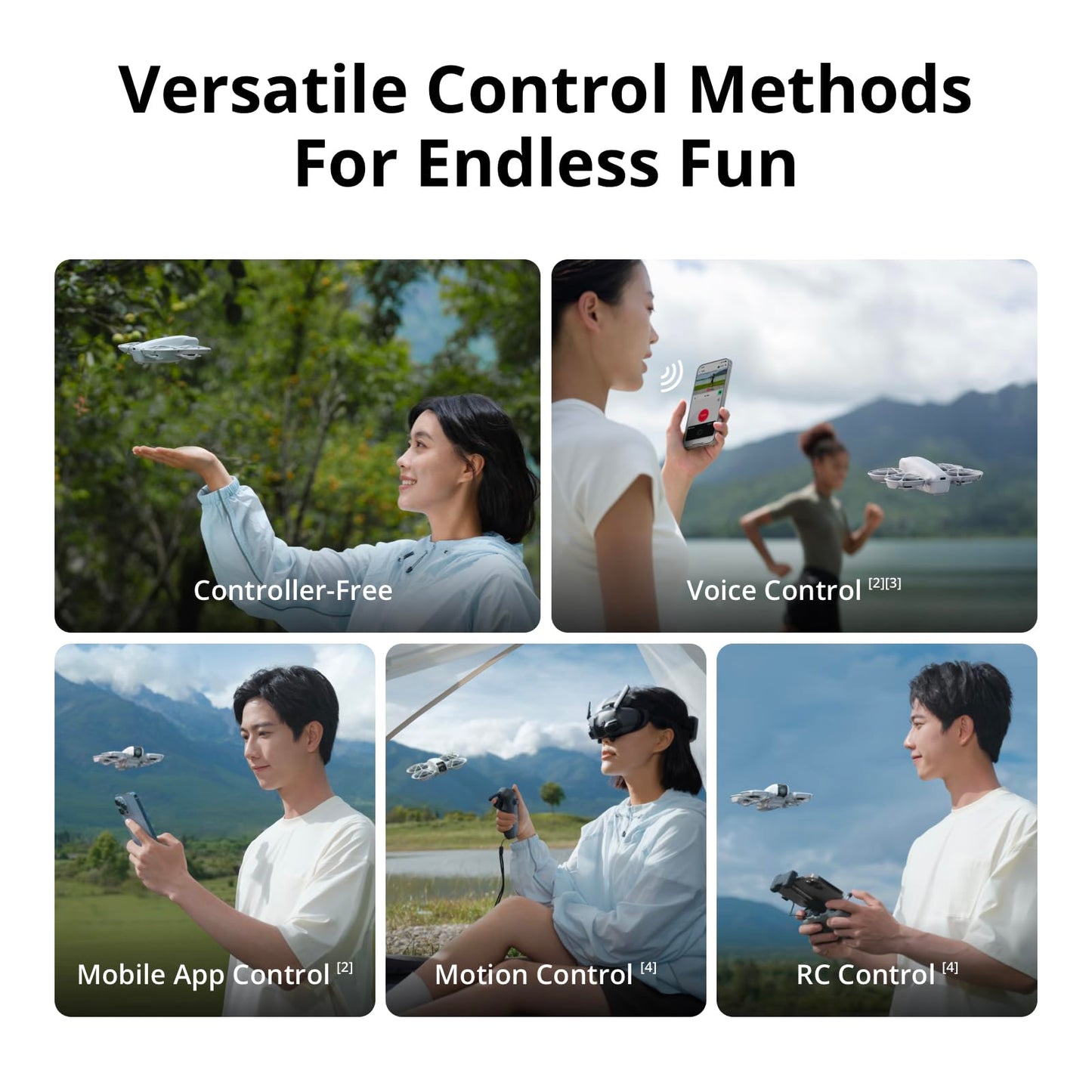 DJI Neo Fly More Combo, Mini Drone with 4K UHD Camera for Adults, 135g Self Flying Drone that Follows You, Palm Takeoff, Subject Tracking, QuickShots, Stabilized Video, with RC-N3 and 3 Batteries