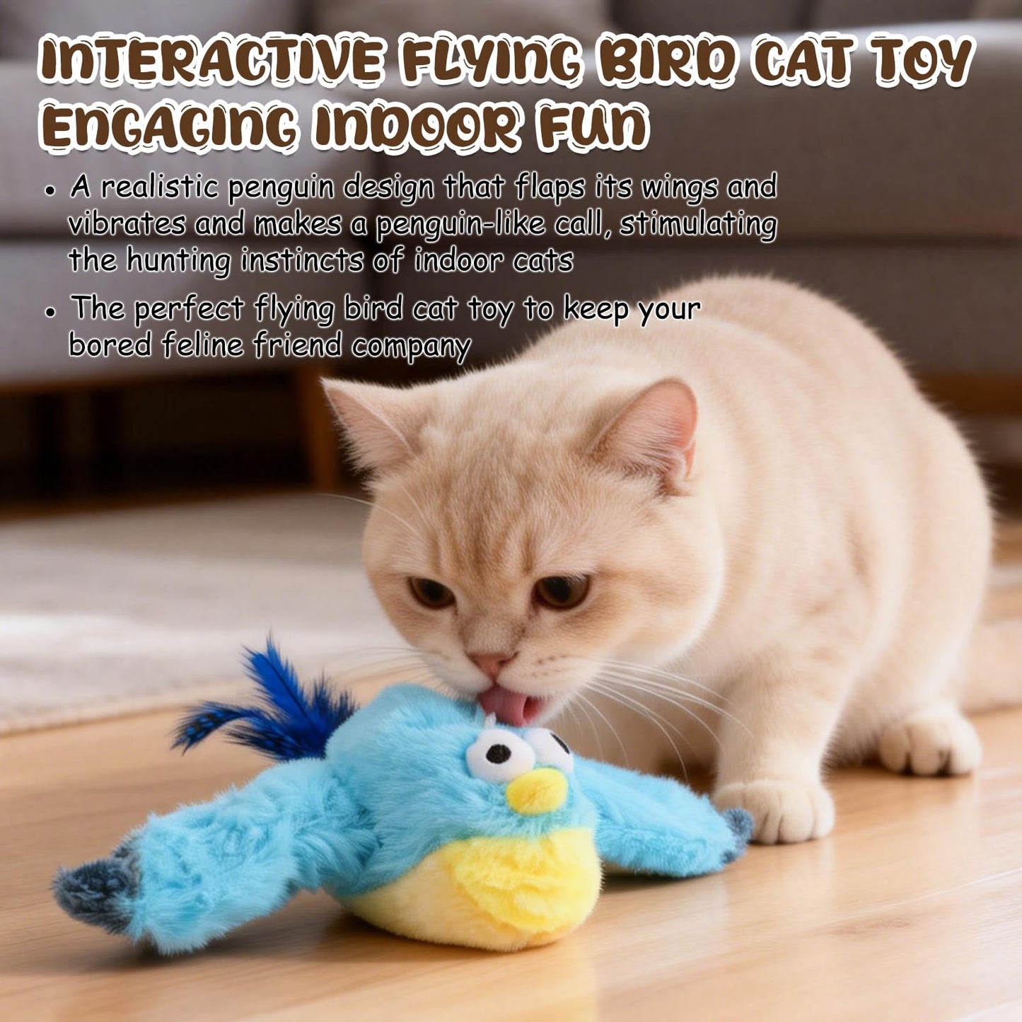 Interactive Chirping Bird Cat Toy,2026 New Flying Bird Cat Toy Flapping Bird Toy,Simulation Chirping Bird Toys Interactive Cat Toys for Bored Indoor Adult Cats (A)