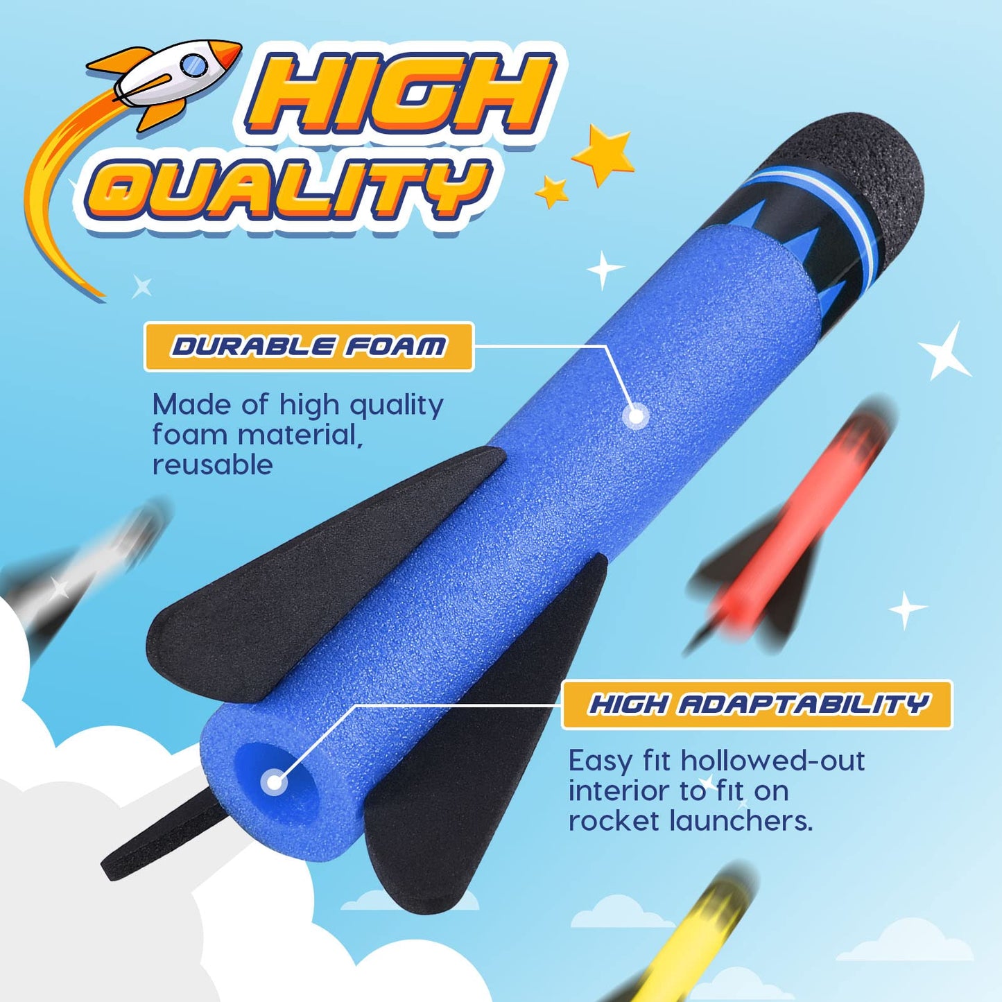 Delighkidz Foam Flying Toys Refills 8 Pack Replacement Foam Flying Compatible with Popular Toys Flying Launchers for Kids Outdoor Toy Easter Birthday Gifts for Kids Boys