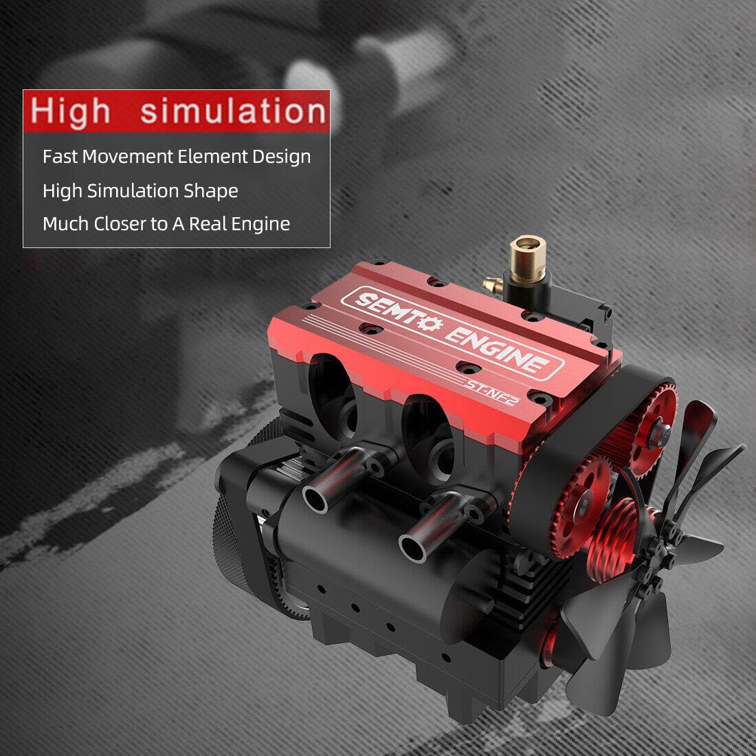 LETDIYMOC Engine Model Kit That Runs for Adults, L2 Mini Engine ST-NF2 7cc Inline 2-Cylinder 4-Stroke Air-Cooled Full Metal Engine Build Kit Motor Physics Toy for Teachers - DIY Assembly Kit