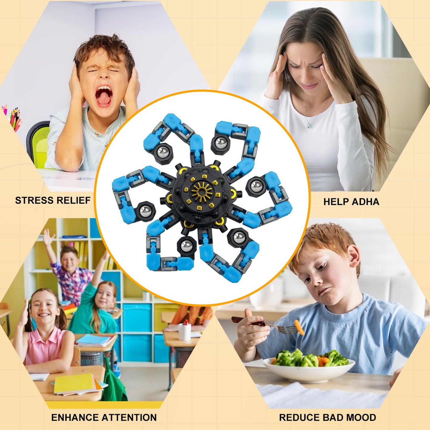 Easter Basket Stuffers Transformable Fidget Spinner for Kids and Adults,Deformable Chain DIY Robot Spinner Sensory Toy, Stress Relief Fingertip Gyros Party Favors (Fidget Toys 15PC)