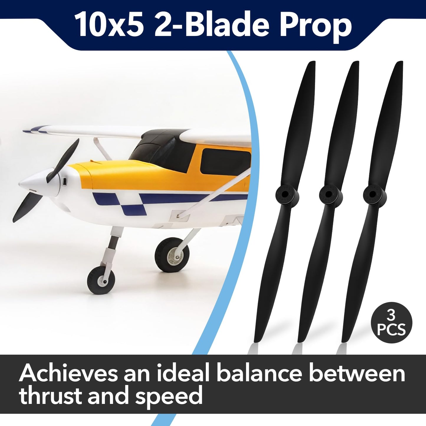 CuraceQ 3Pcs Propeller 10x5 2-Blade Prop Compatible with FMS, RC Propeller Compatible with FMS 1200mm Super EZ and 1220mm Ranger FMSPROP022