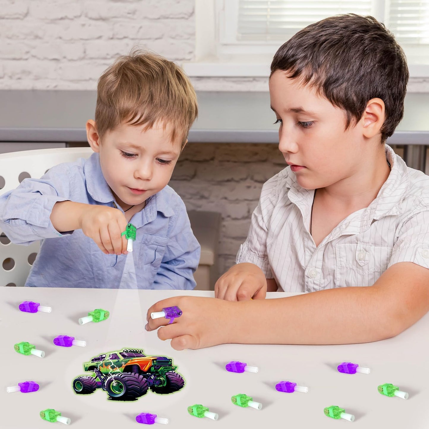36Pcs Monster Truck LED Finger Lights Truck Toys Party Favors Glow in the Dark Light Up Finger Lights Racing Themed Toys Bulk for Kids Birthday Party Goodie Bag Stuffer Birthday Gifts Classroom Prize