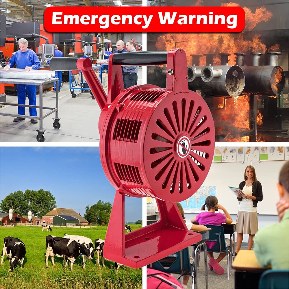 Vixen Horns Air Raid Hand Crank Siren, Loud Heavy Duty Tornado Siren with Base/Table Mount, Fire Air-raid Alarm, Warning Construction Air Horn VXS-1200MR