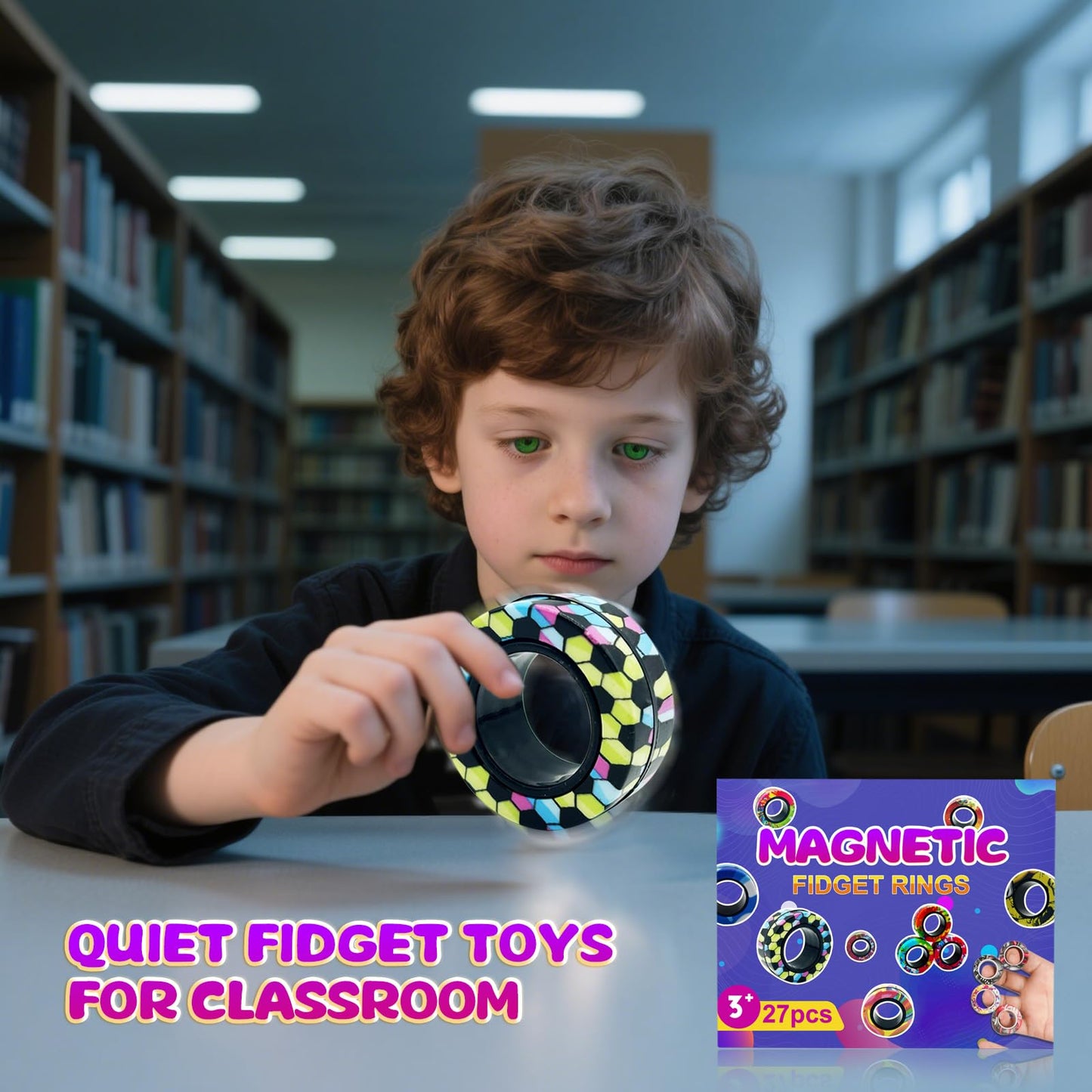 21 Pcs Magnetic Rings Fidget Toys Set Classroom Prizes for Kids Finger Magnet Rings ADHD Anxiety Fidget Spinner Rings for Relief Birthday Present for Adults Teens Kids