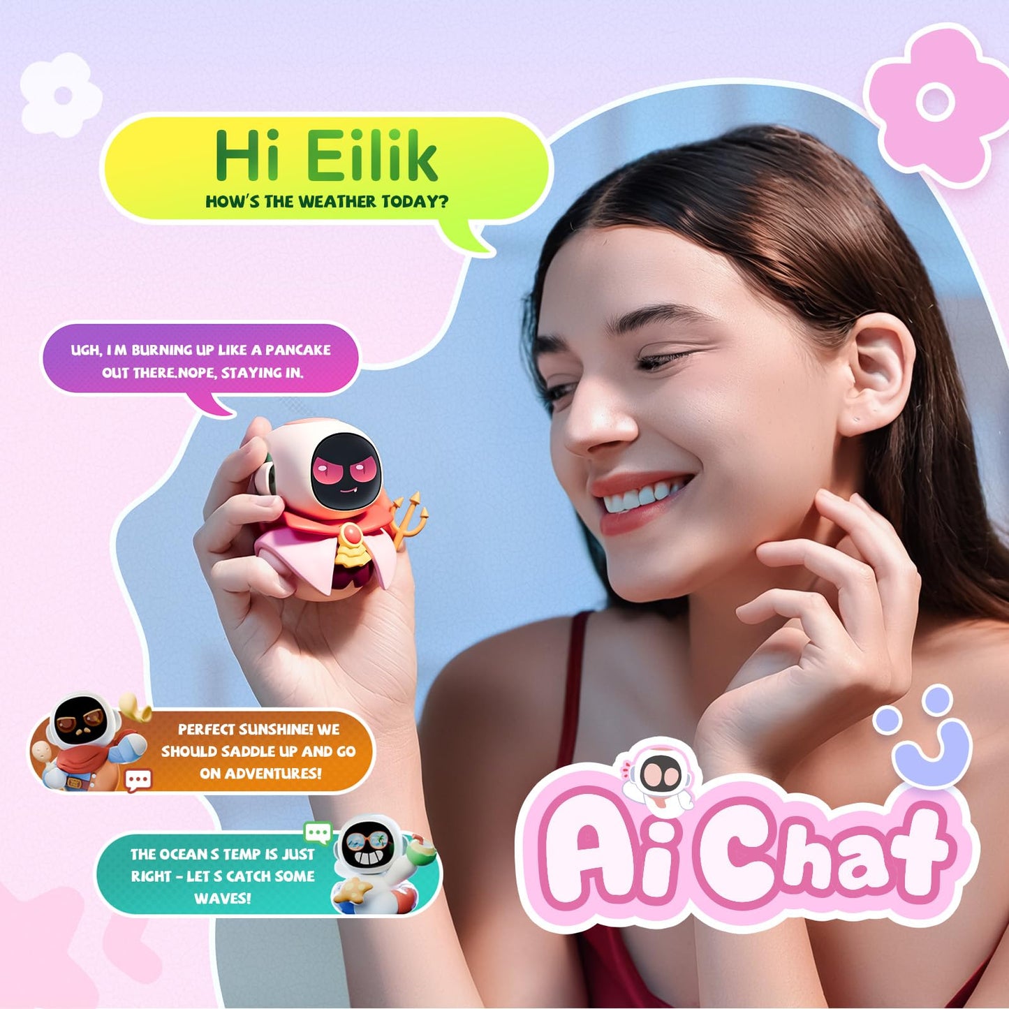ENERGIZE LAB Eiliko Lover Set + Mystery Swappable Themed Bodies - Portable Robot with AI, Fun Electronic Pendant Toys, Gifts for Couples and Best Friends.