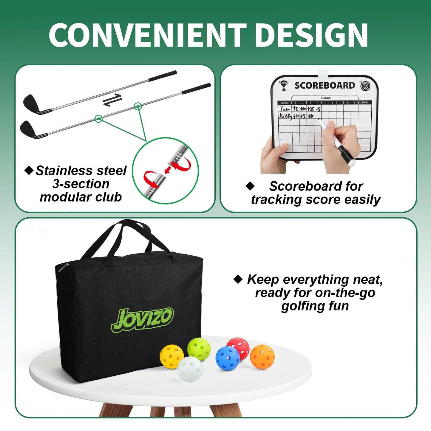 Jovizo Backyard Golf Game Set, 6 Hole Portable Golf Yard Game with Flags, Balls, Club and Scoreboard, Outdoor & Indoor Lawn Practice Game for Family and Friends