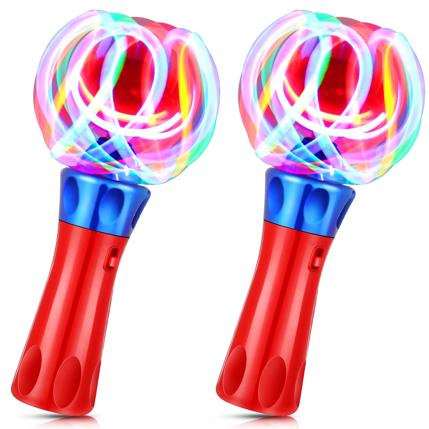 Hungdao 2 Pieces Light Wands Spinner Wand Sensory Light Spinner Magic Ball Glow LED Orbiter Wand