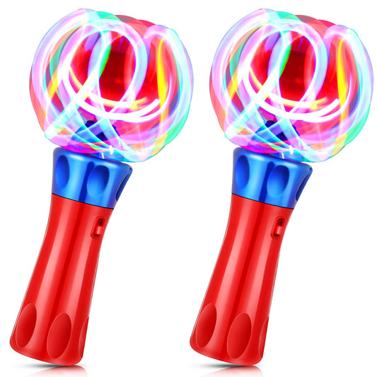 Hungdao 2 Pieces Light Wands Spinner Wand Sensory Light Spinner Magic Ball Glow LED Orbiter Wand