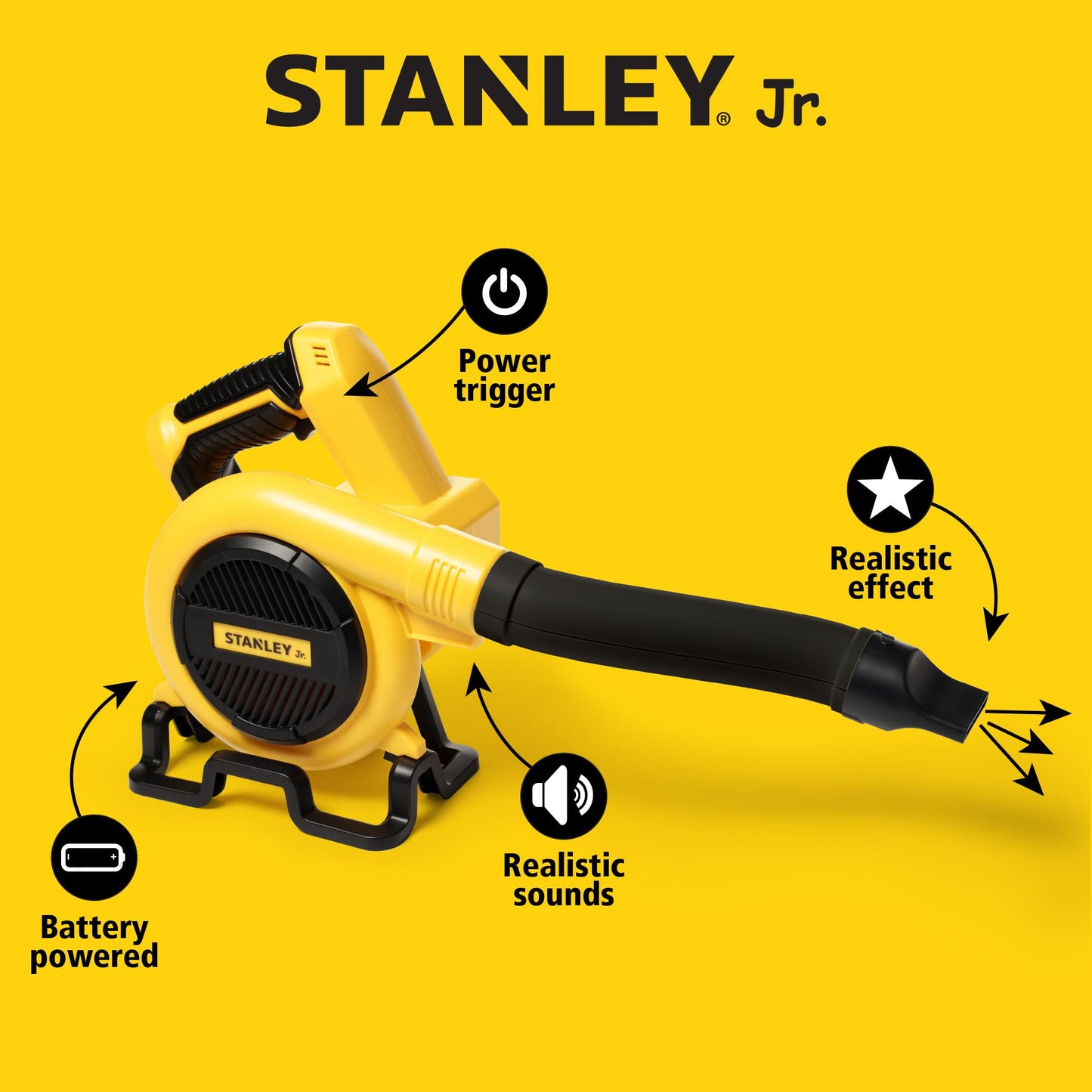 Stanley Jr Kids Leaf Blower - Battery Operated Toy Leaf Blower for Kids - Fun Pretend Play Tool for Outdoor Adventures - Safe and Realistic Design for Little Gardeners. Ages 3+