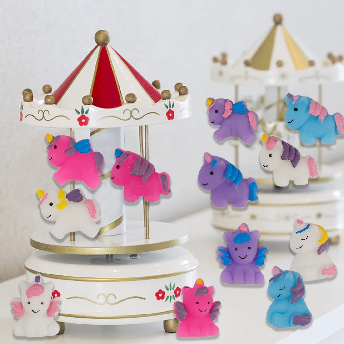 Cllayees 24 Pcs Squishy Toys, Unicorn Kawaii Mochi Squishies, Unicorn Party Favors Stress Relief Toys, Goodie Bags Christmas Birthday Gifts Classroom Prizes for Kids (Unicorn)
