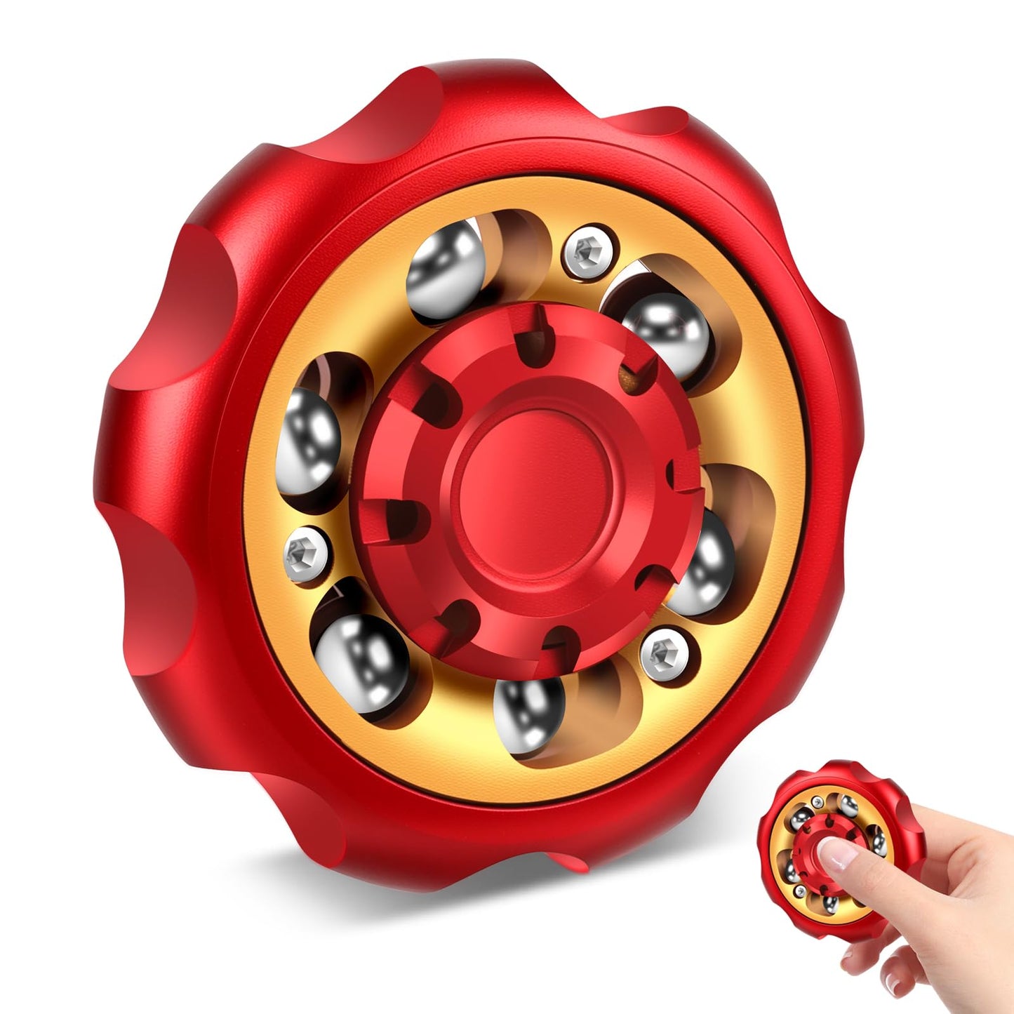 Bihevn Metal Precision Fidget Spinner - Anxiety Rotator & Restless Fidget Toy, Stress-Relief Tool for Adults & Kids A (red)