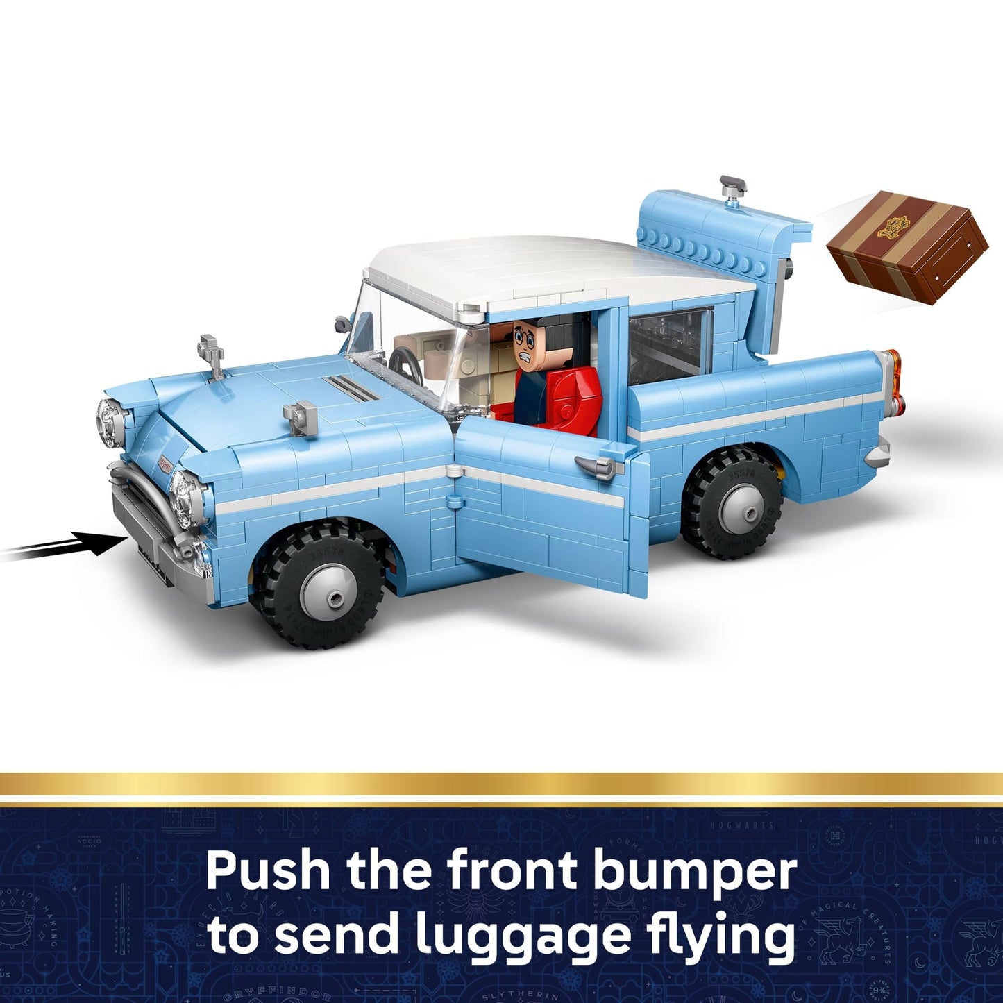 LEGO Harry Potter Enchanted Flying Ford Anglia Car Building Toy for Boys & Girls - Book Shelf & Bedroom Decor for Ages 14+ - W/Harry, Ron, & Hedwig Minifigures - Gift Idea for Birthdays - 76470